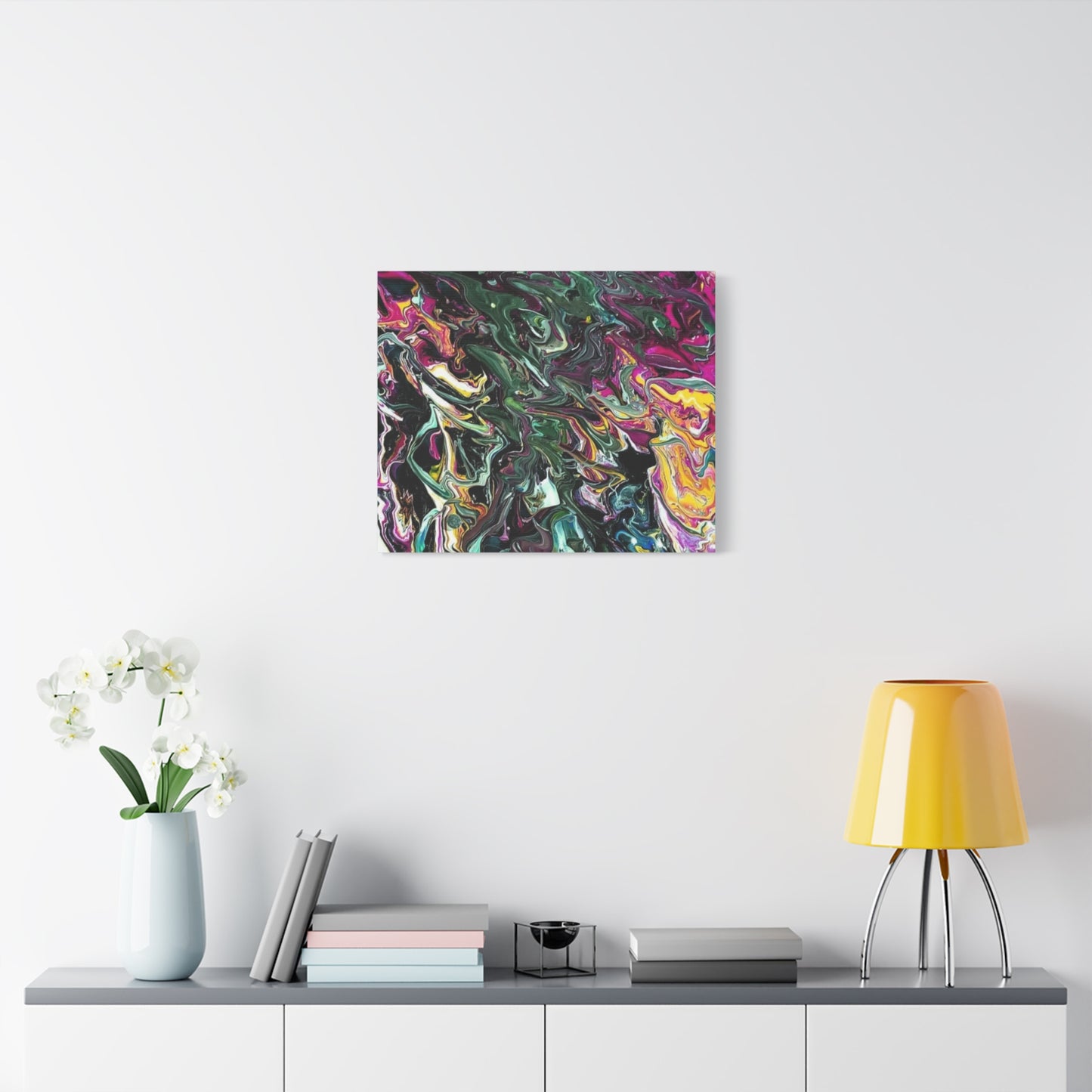 chaos in the garden - Abstract Fluid Art Matte Canvas Print - Colorful Swirl Wall Art