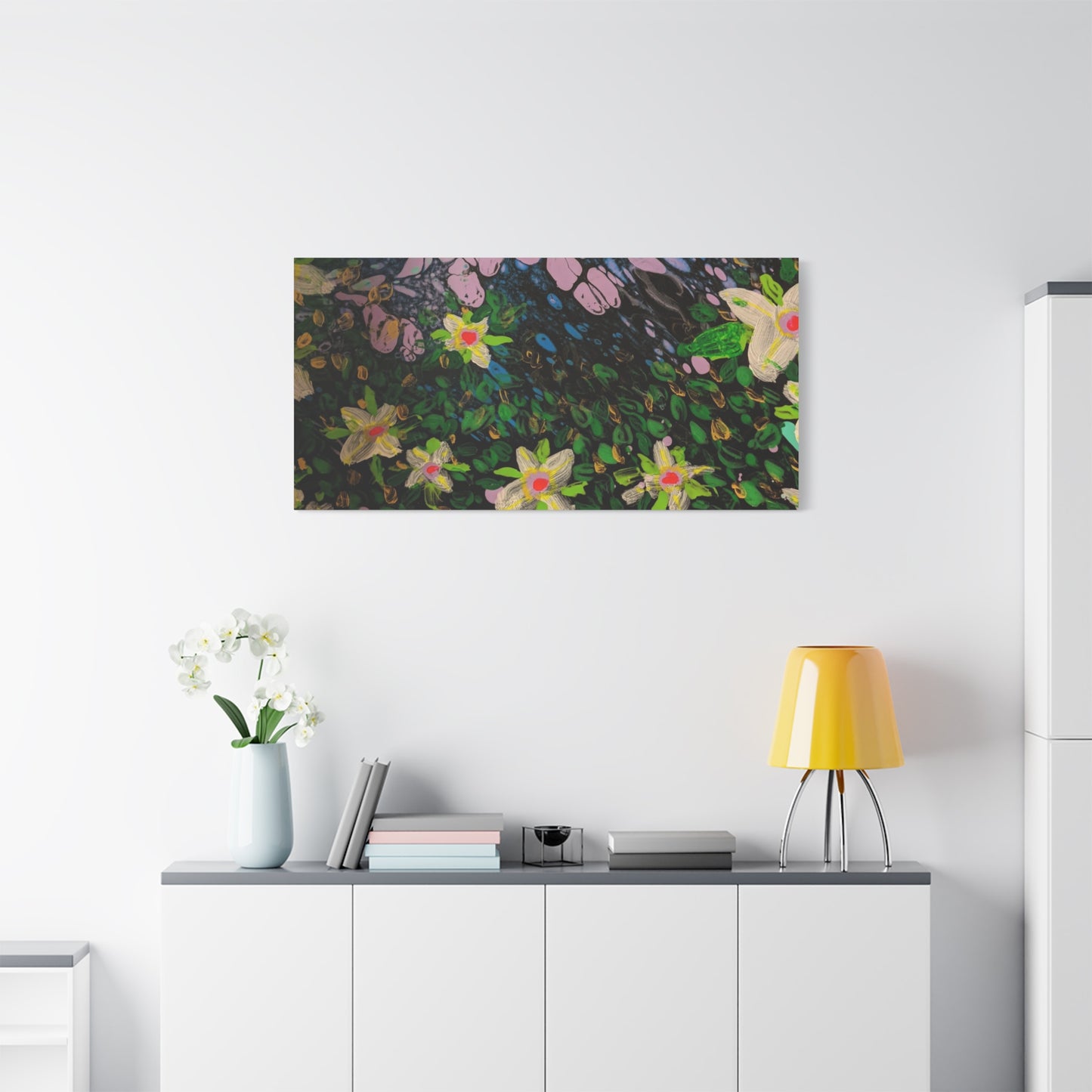 Floetrol&Flowers - Night Pour Garden Matte Canvas Print — Stretched Wall Art