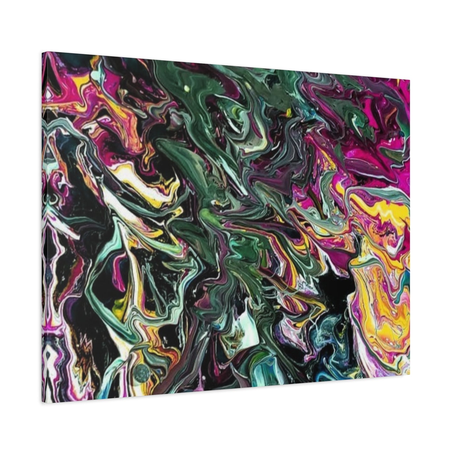 chaos in the garden - Abstract Fluid Art Matte Canvas Print - Colorful Swirl Wall Art