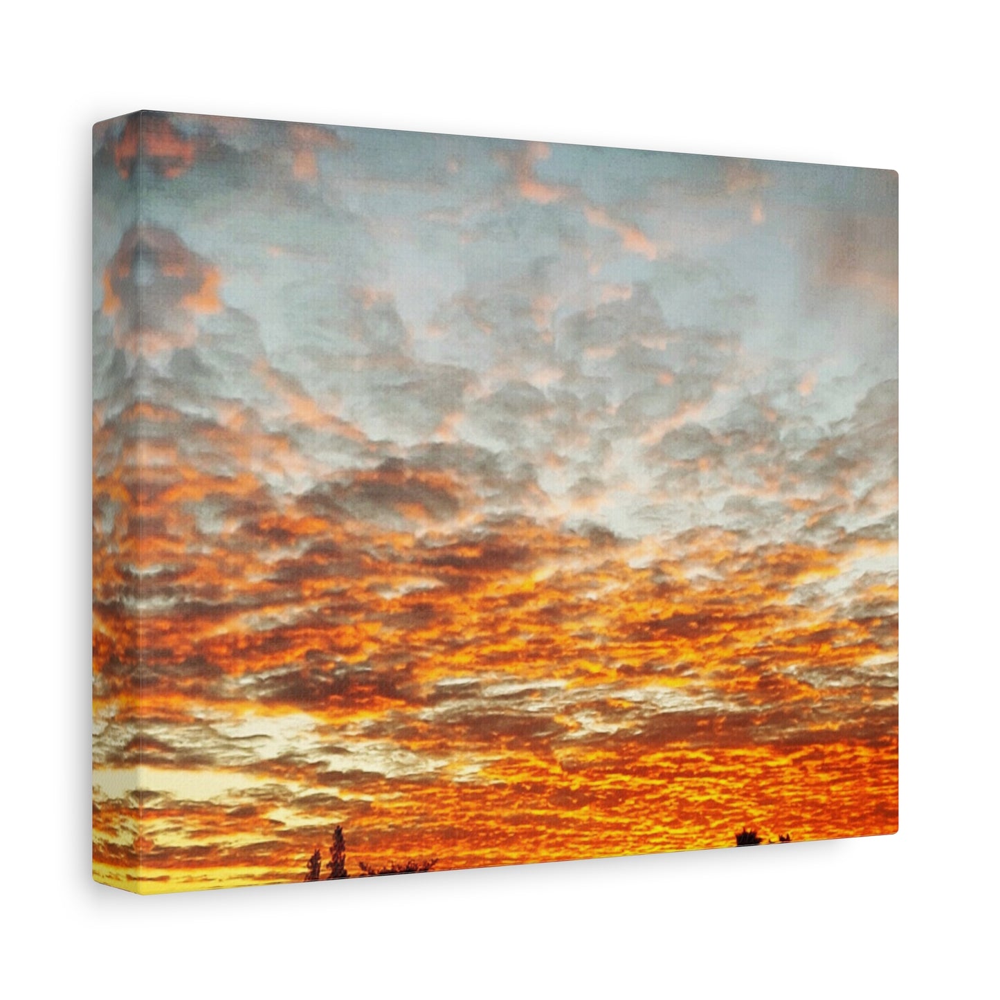 Sunset Sky Canvas Print — Orange Cloudscape Matte Stretched Wall Art
