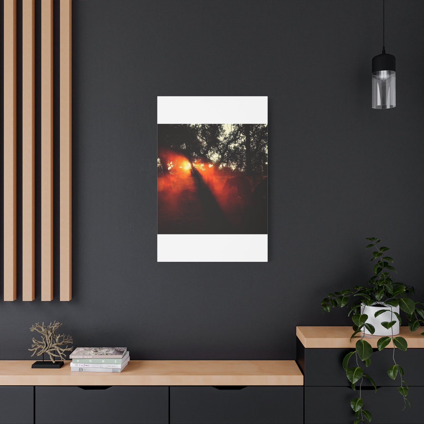 Sunset Forest Matte Canvas Wall Art — Dramatic Orange Light Photography