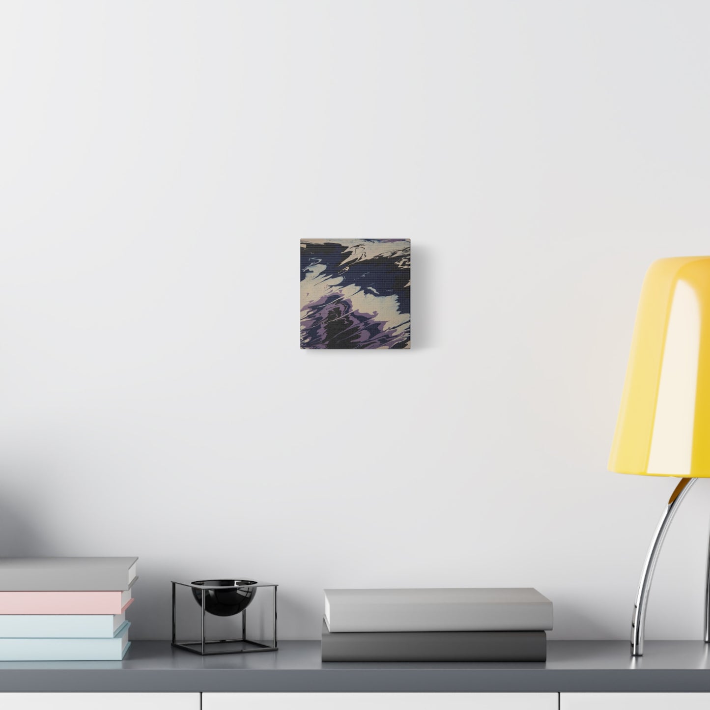 Abstract Navy & Lavender Wave Matte Stretched Canvas (1.25")