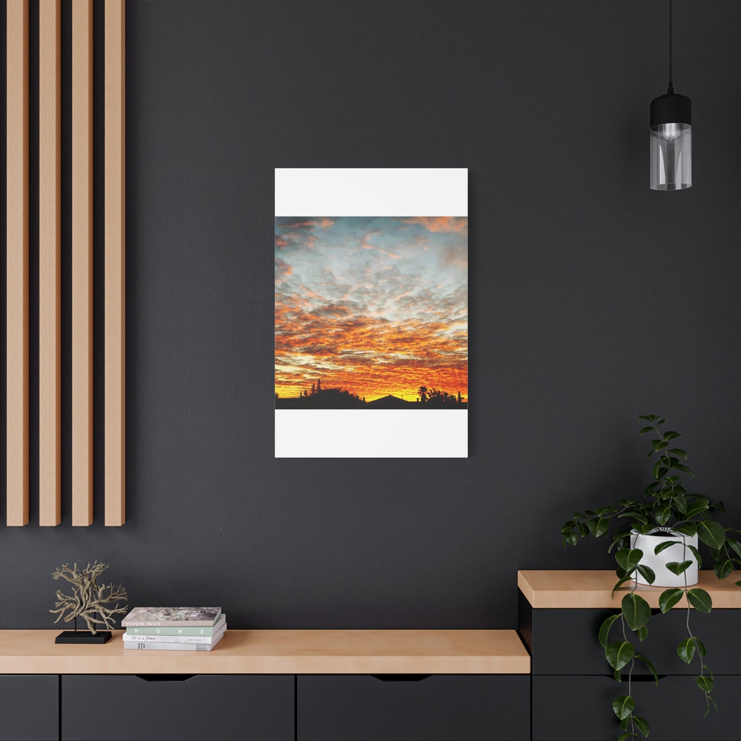 Sunset Sky Canvas Print — Orange Cloudscape Matte Stretched Wall Art