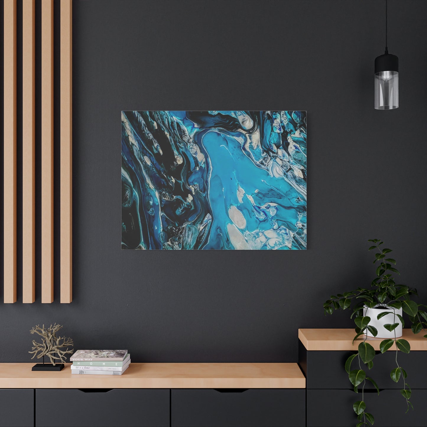 Blue Ocean Abstract Matte Canvas Print — Stretched Wall Art