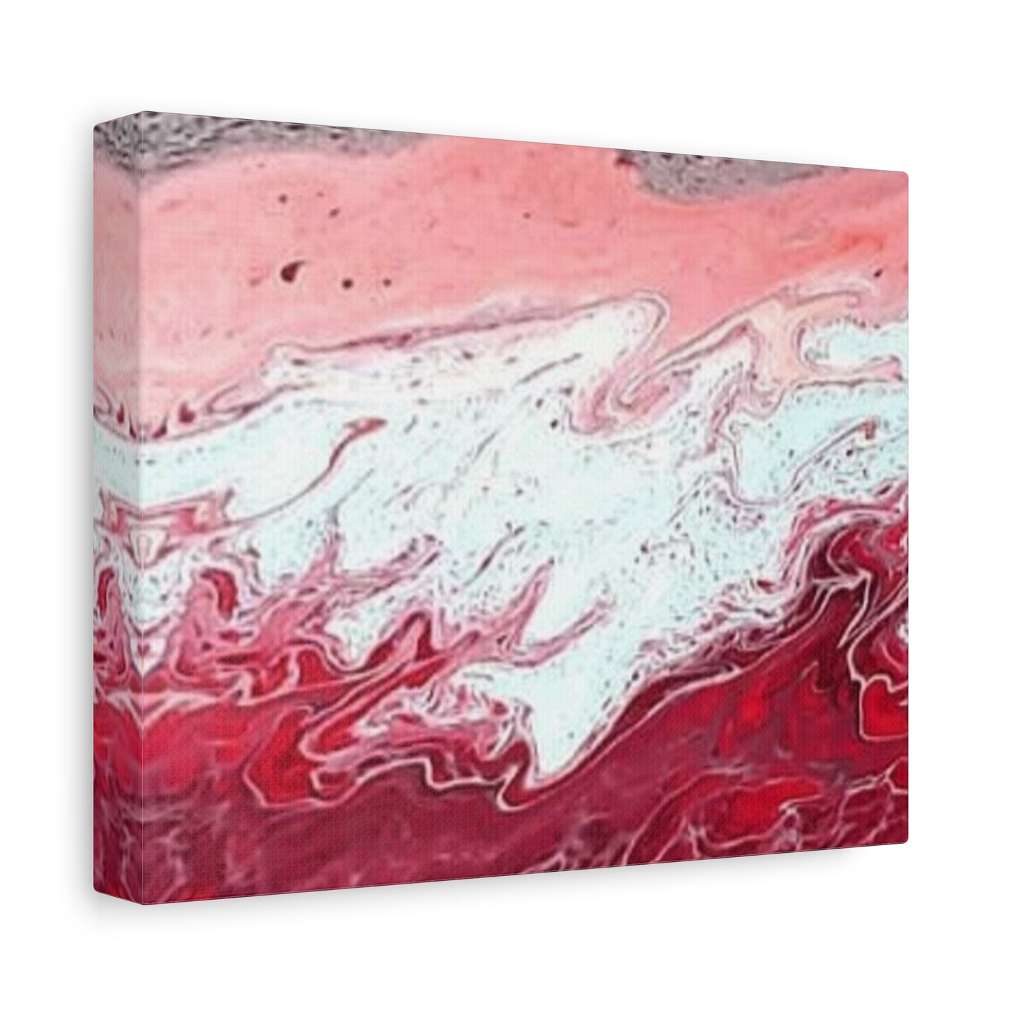 Abstract Pink & Red Fluid Art Canvas — Matte Stretched Wall Art