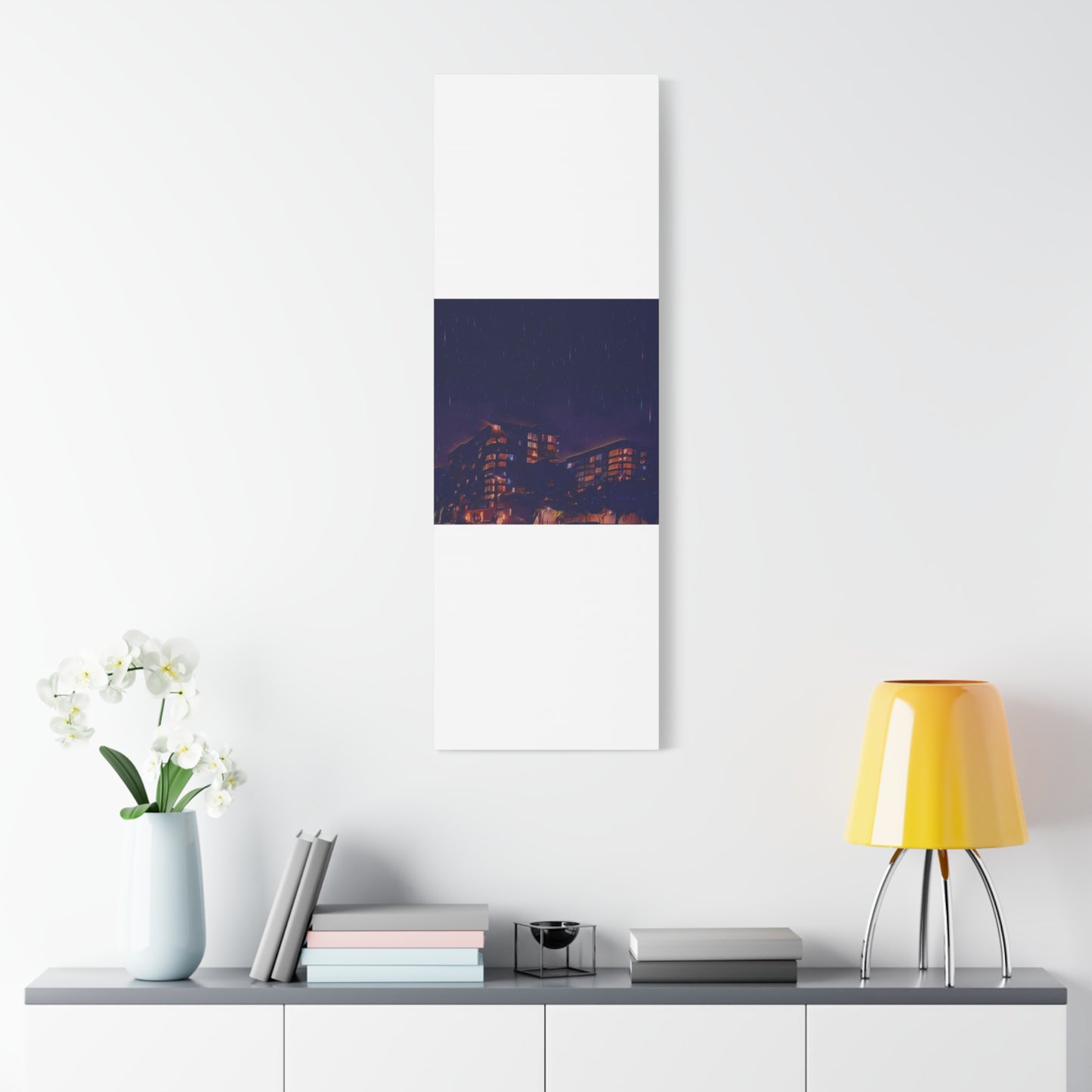 Neon Percipitation @ night - Canvas Print — Moody Urban Wall Art