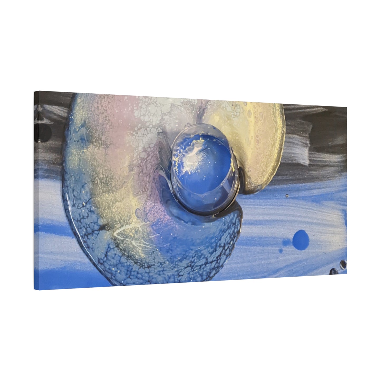 the nautilus - Abstract Blue Spiral Matte Canvas Art - Nautical Coastal Wall Decor