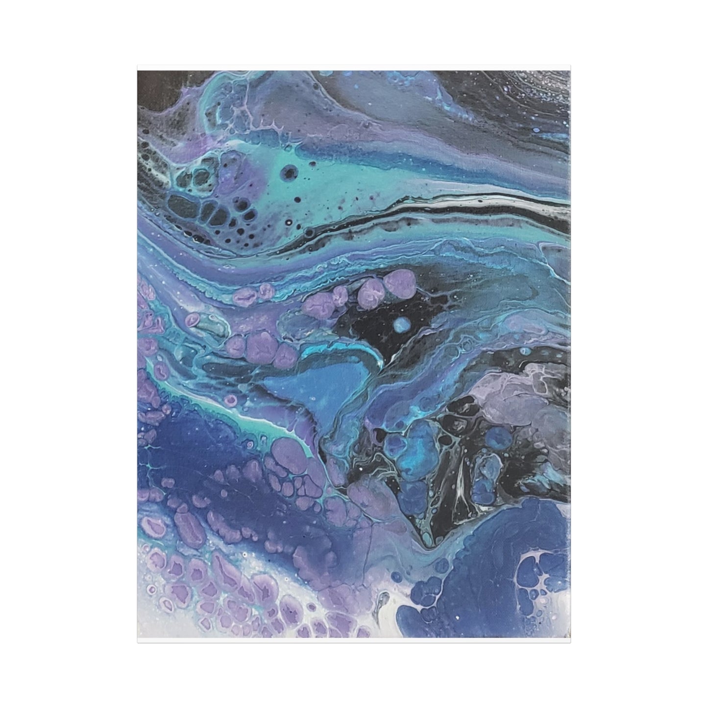 Abstract Ocean Wave Matte Canvas Print — Blue & Purple Fluid Art, Stretched 1.25"