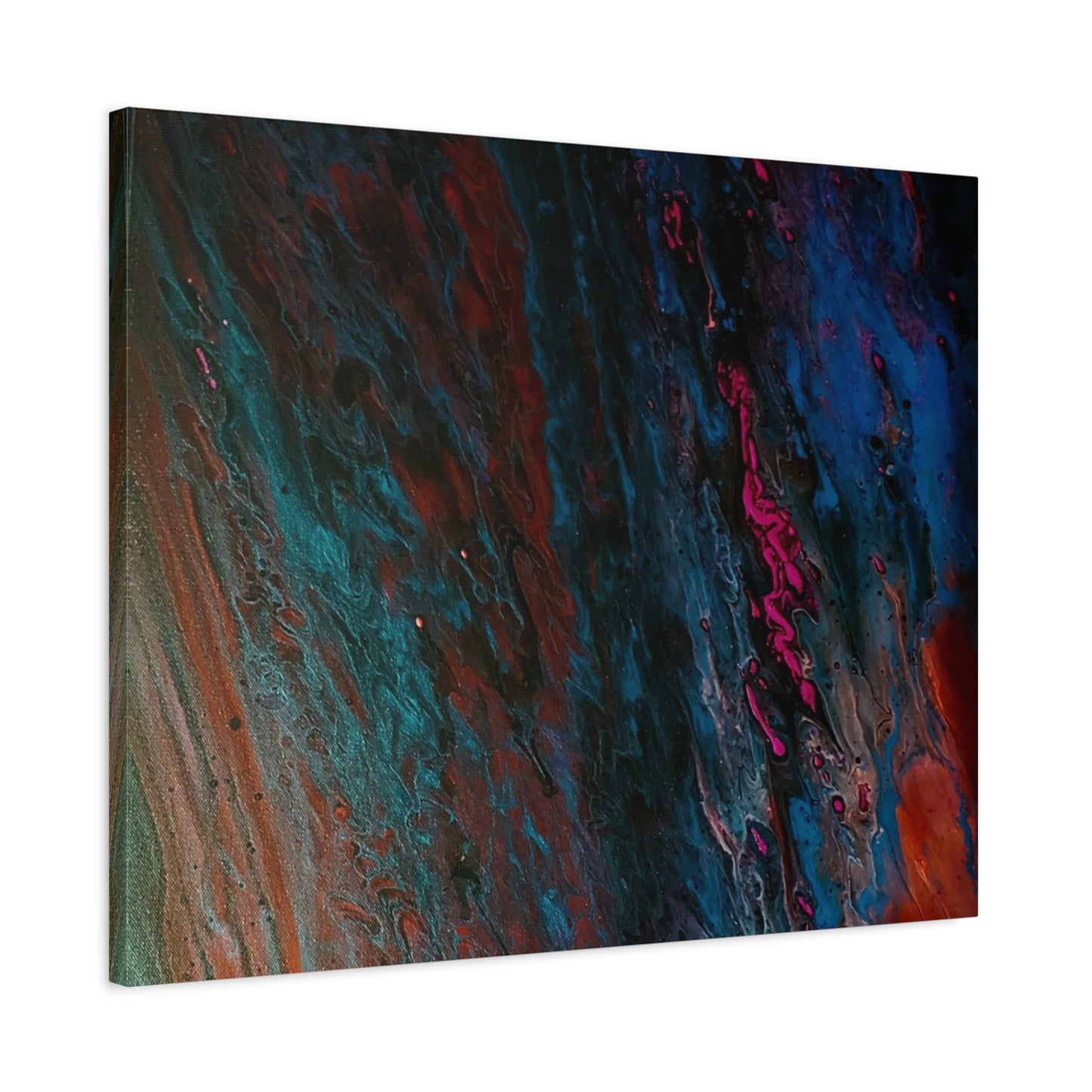 Abstract Fluid Art Canvas Wall Art - Jupiter pour — Vibrant Ocean Night Matte Stretched Canvas