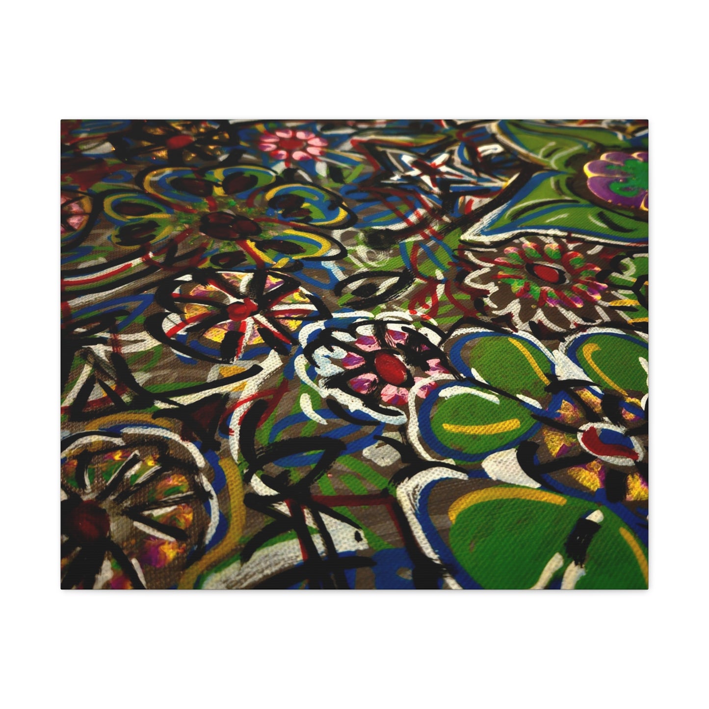 Urban_Gardening - Abstract Floral Canvas Print — Colorful Street-Art Style Stretched Wall Art