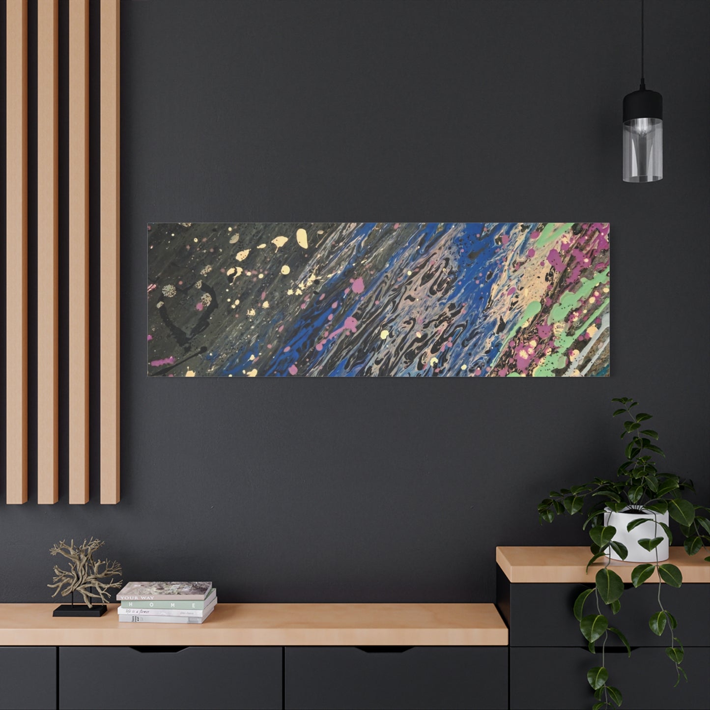 Abstract Splatter Matte Canvas Print — Colorful Fluid Art Wall Decor, Stretched 1.25"