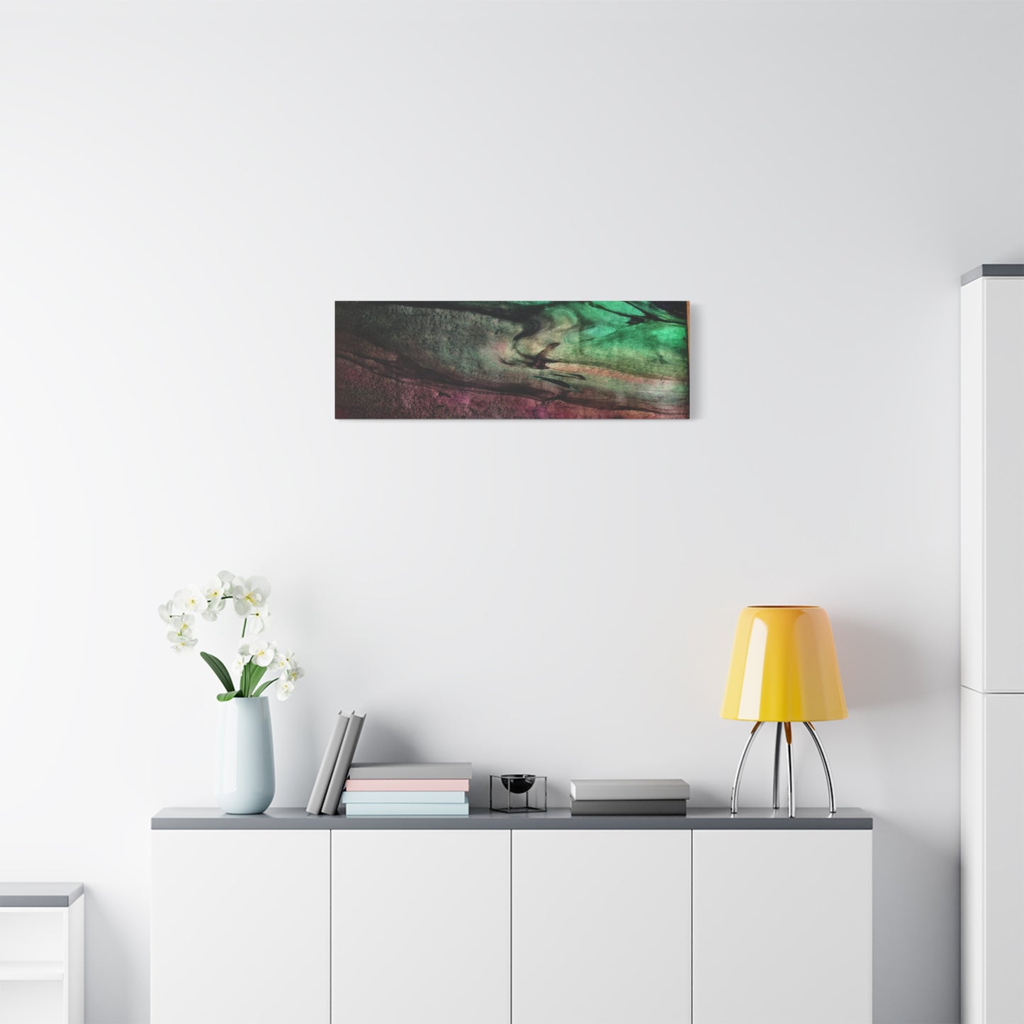 flame tempered pour - Abstract Teal & Magenta Canvas Wall Art — Matte Stretched 1.25"