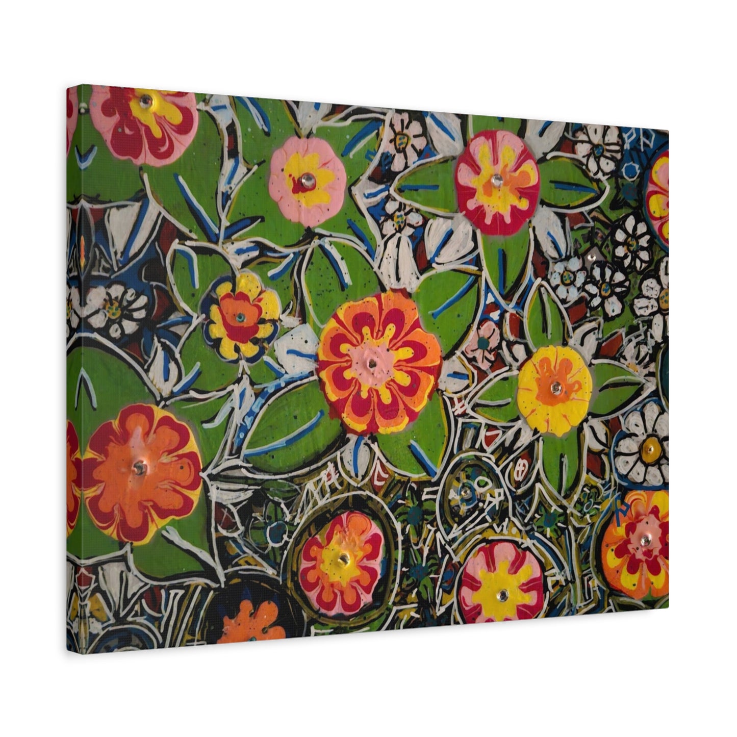 Urban_gardening-04 - Floral Pop Matte Stretched Canvas – Colorful Hand-Painted Garden Wall Art