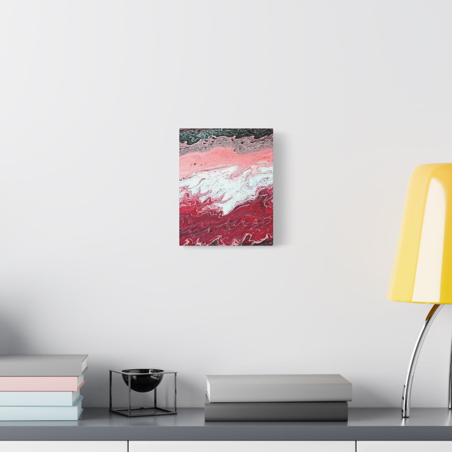Abstract Pink & Red Fluid Art Canvas — Matte Stretched Wall Art