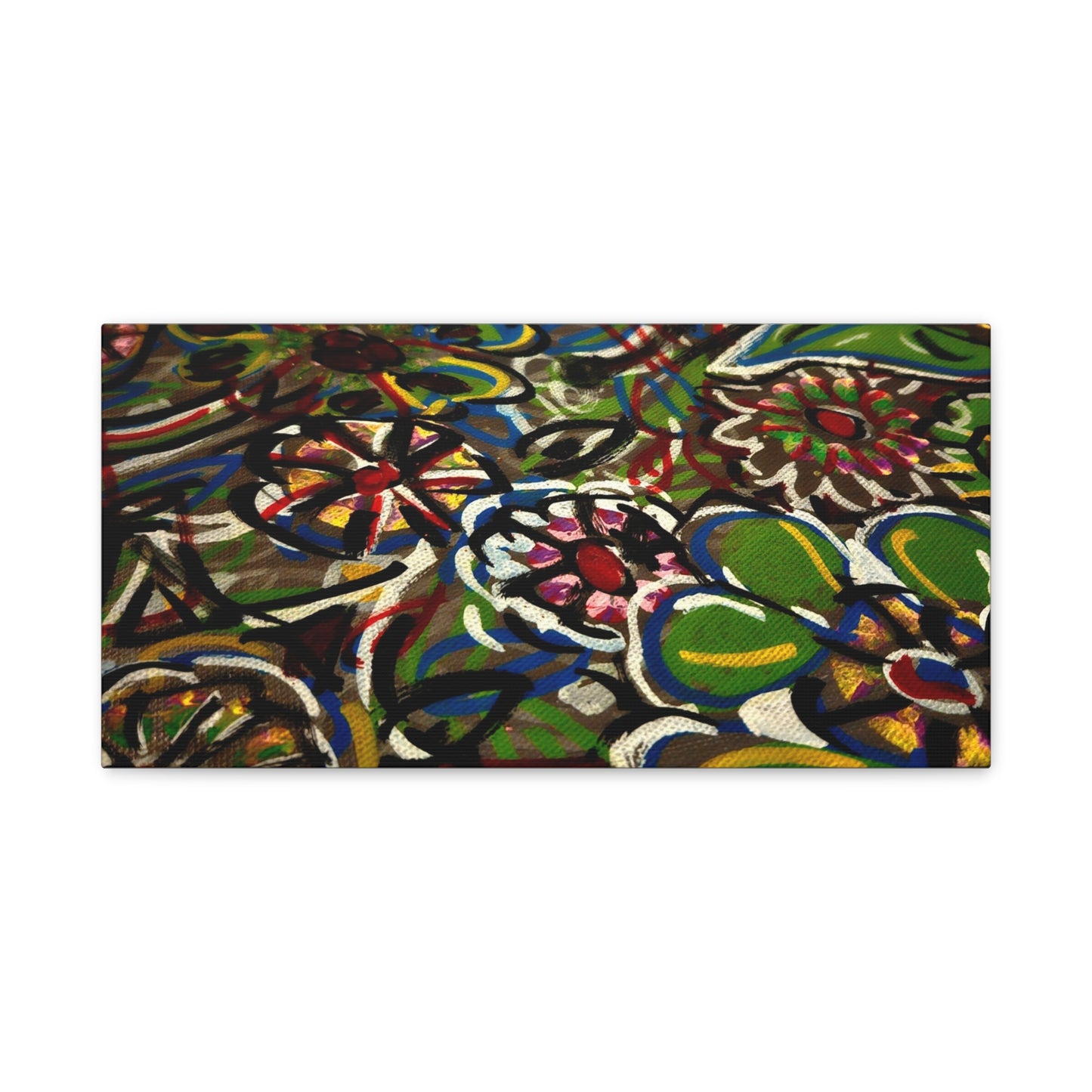 Urban_Gardening - Abstract Floral Canvas Print — Colorful Street-Art Style Stretched Wall Art