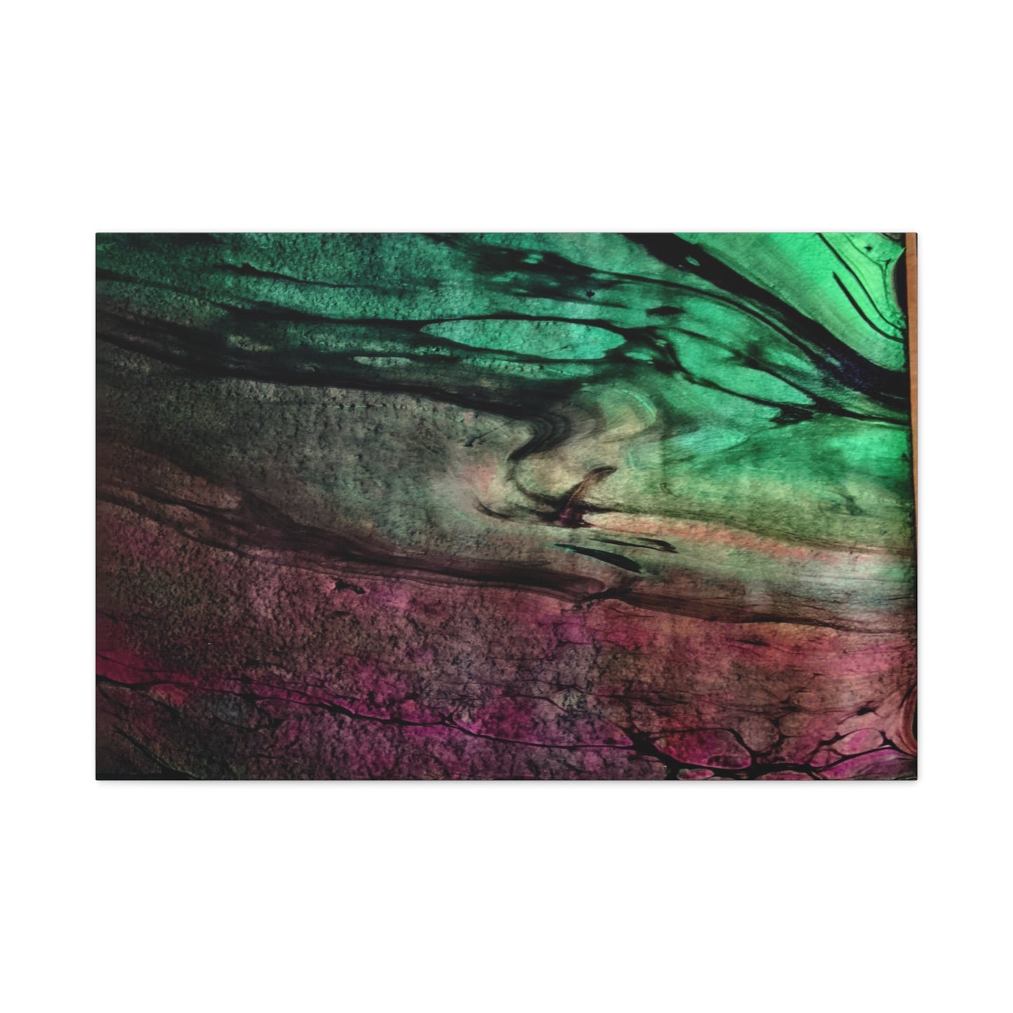 flame tempered pour - Abstract Teal & Magenta Canvas Wall Art — Matte Stretched 1.25"