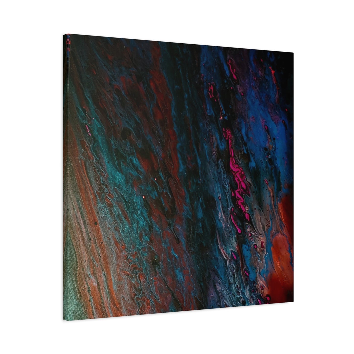 Abstract Fluid Art Canvas Wall Art - Jupiter pour — Vibrant Ocean Night Matte Stretched Canvas