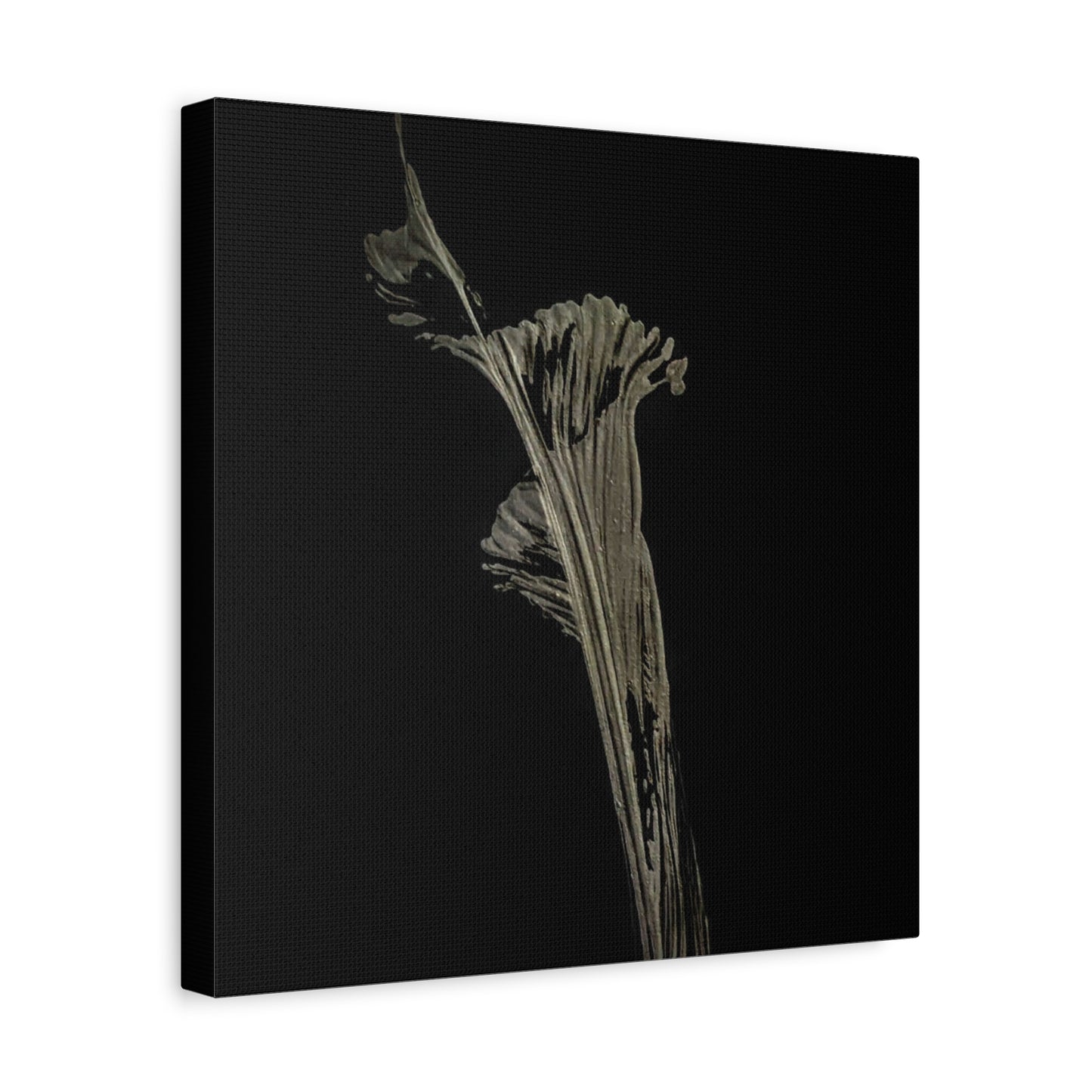 Calla Lilly - Minimalist Botanical Canvas Print — Monochrome Flower Art on Black Matte