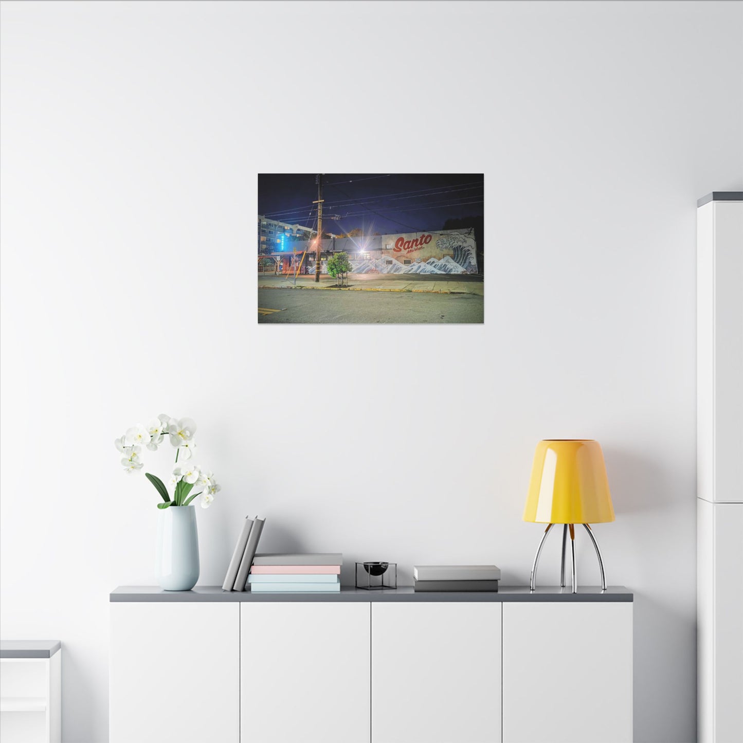 Santo Market Mural (7th&taylor)— Nighttime Urban Wall Art