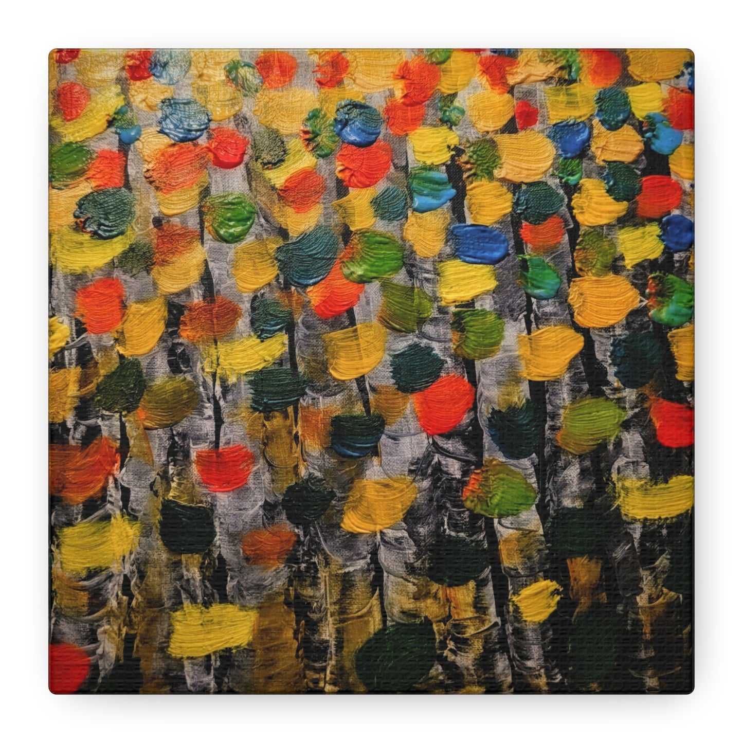 birch trees with color strokes - Abstract Color Bloom Matte Canvas Wall Art — Stretched 1.25"