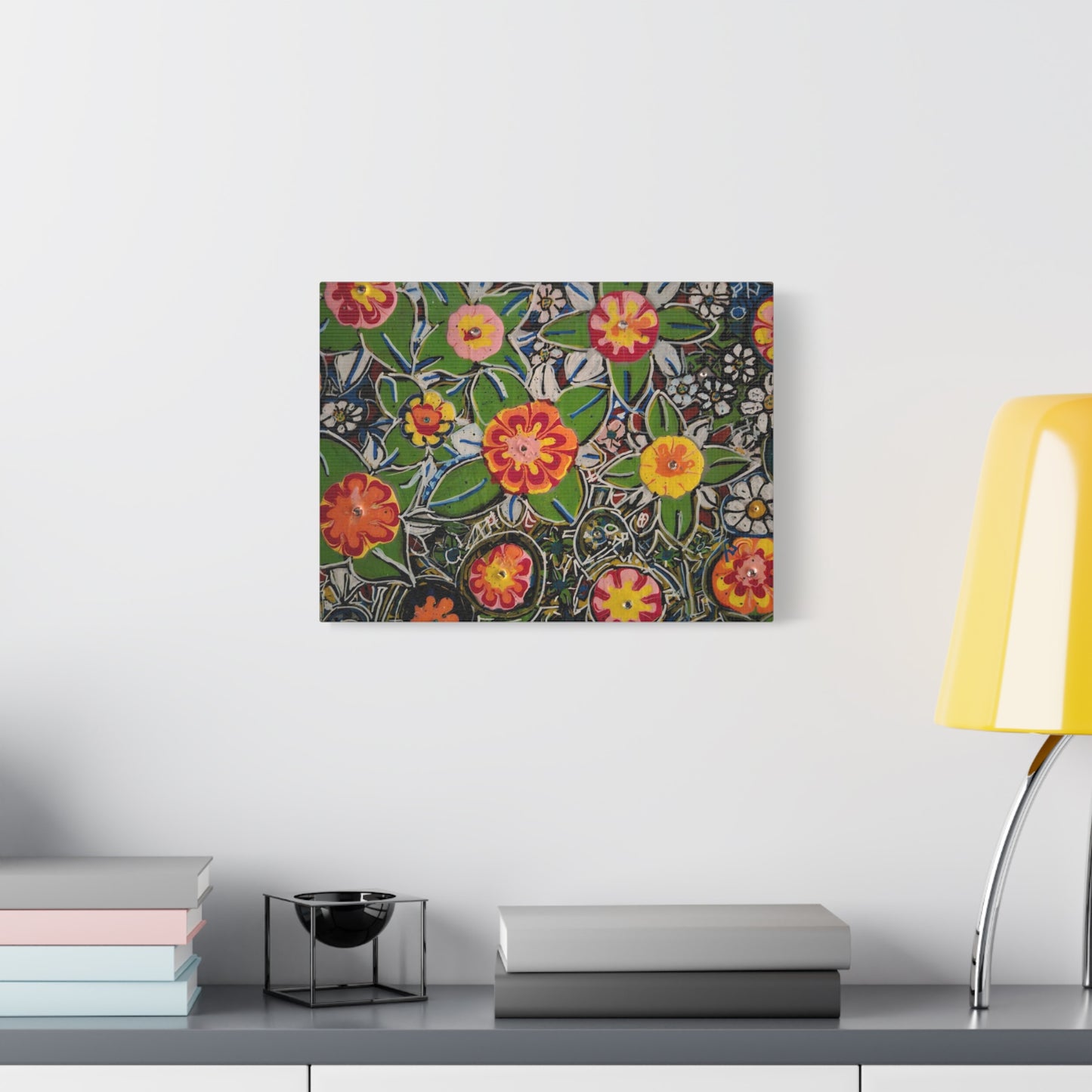 Urban_gardening-04 - Floral Pop Matte Stretched Canvas – Colorful Hand-Painted Garden Wall Art