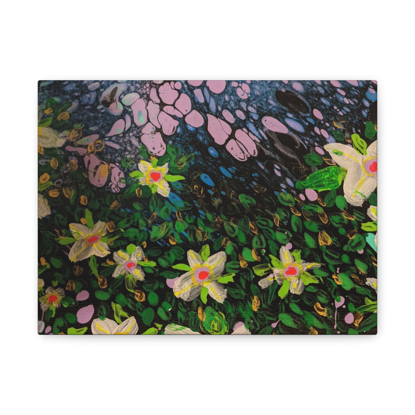 Floetrol&Flowers - Night Pour Garden Matte Canvas Print — Stretched Wall Art