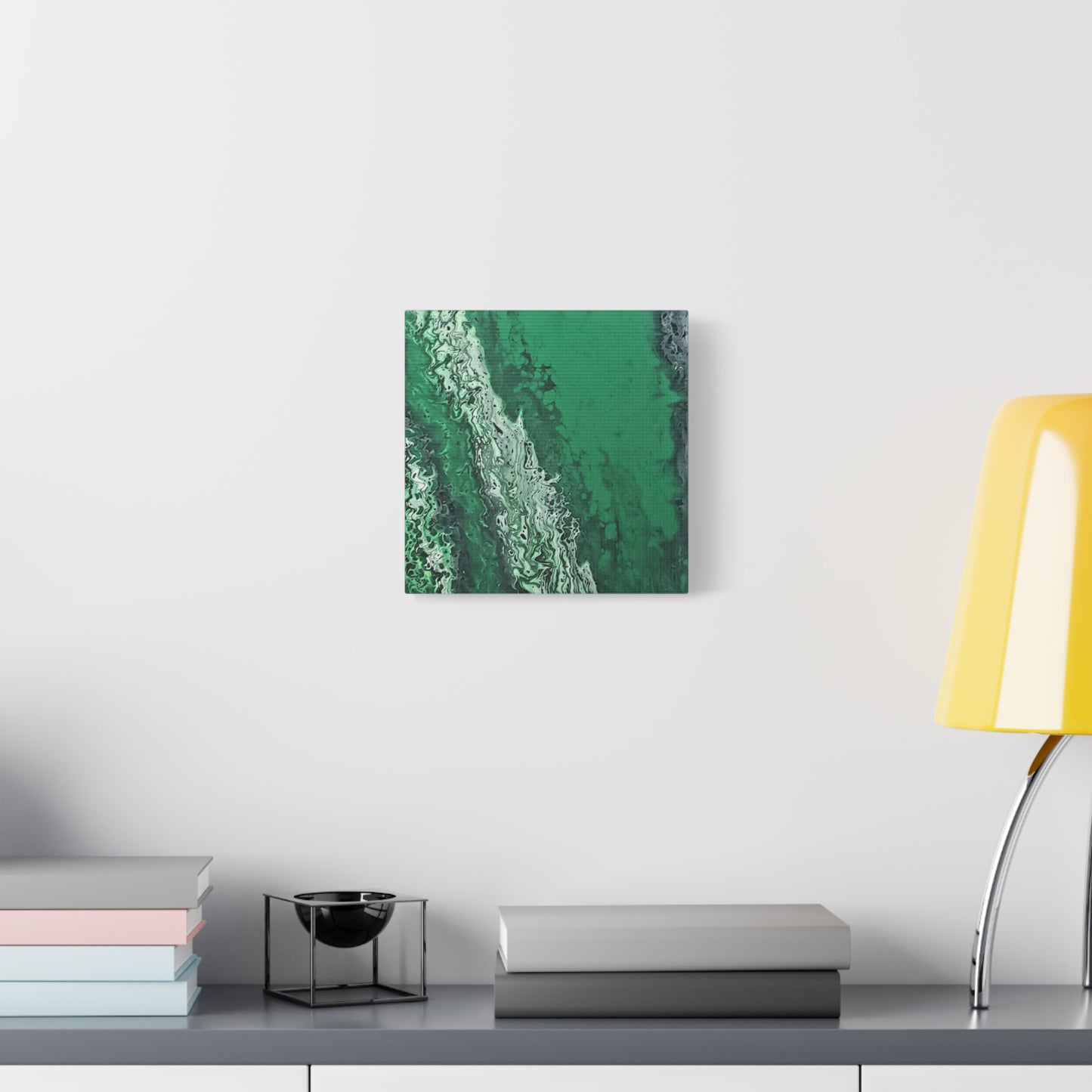 Emerald Wave Abstract Canvas Print — Matte Stretched Wall Art