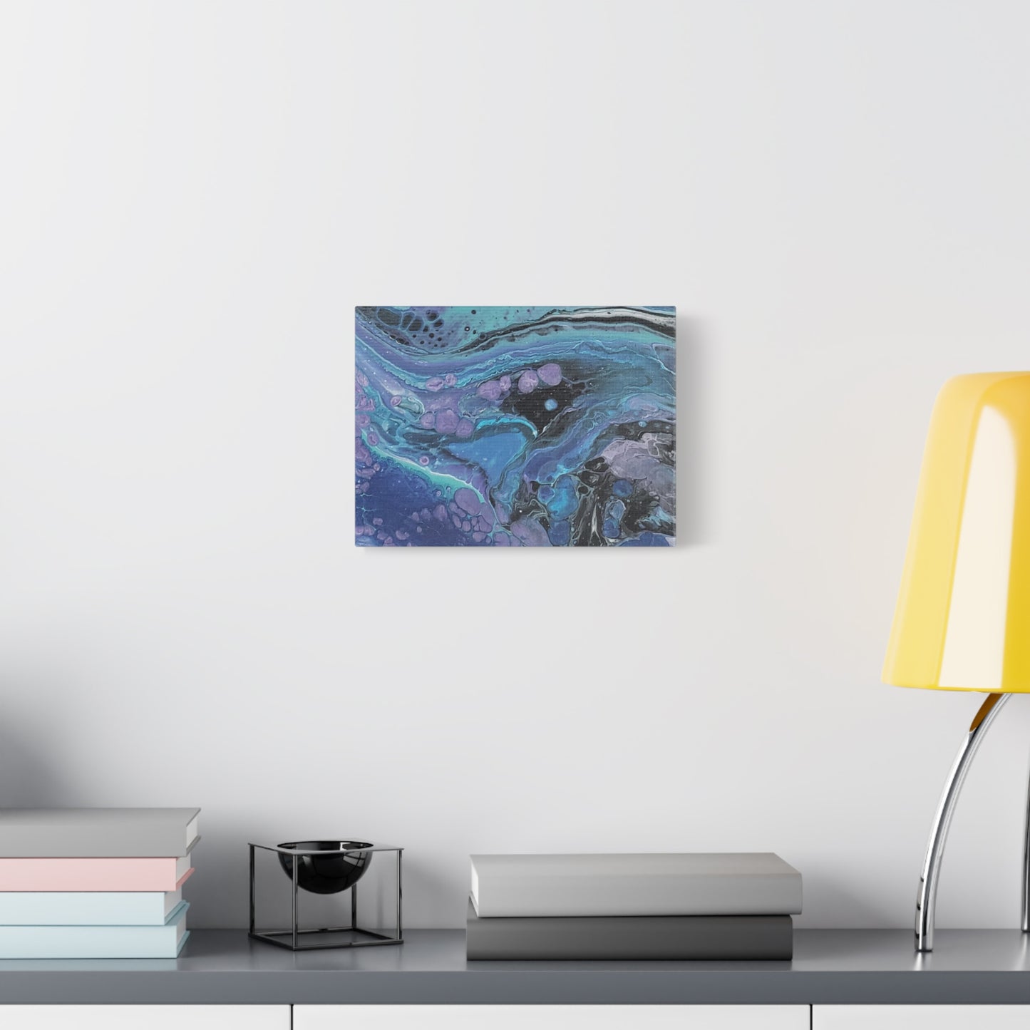 Abstract Ocean Wave Matte Canvas Print — Blue & Purple Fluid Art, Stretched 1.25"