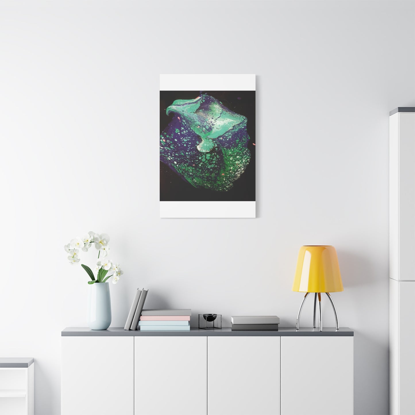 Abstract Green & Teal Fluid Art Canvas Print - Matte Stretched Wall Art