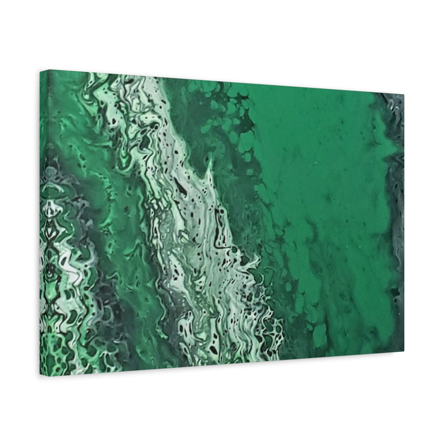 Emerald Wave Abstract Canvas Print — Matte Stretched Wall Art