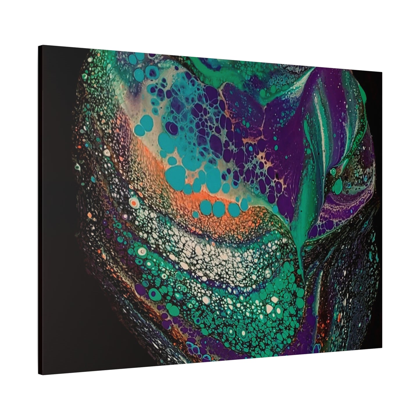 Abstract Fluid Art Canvas Print — Teal, Purple & Gold Swirl Matte Stretched Wall Art
