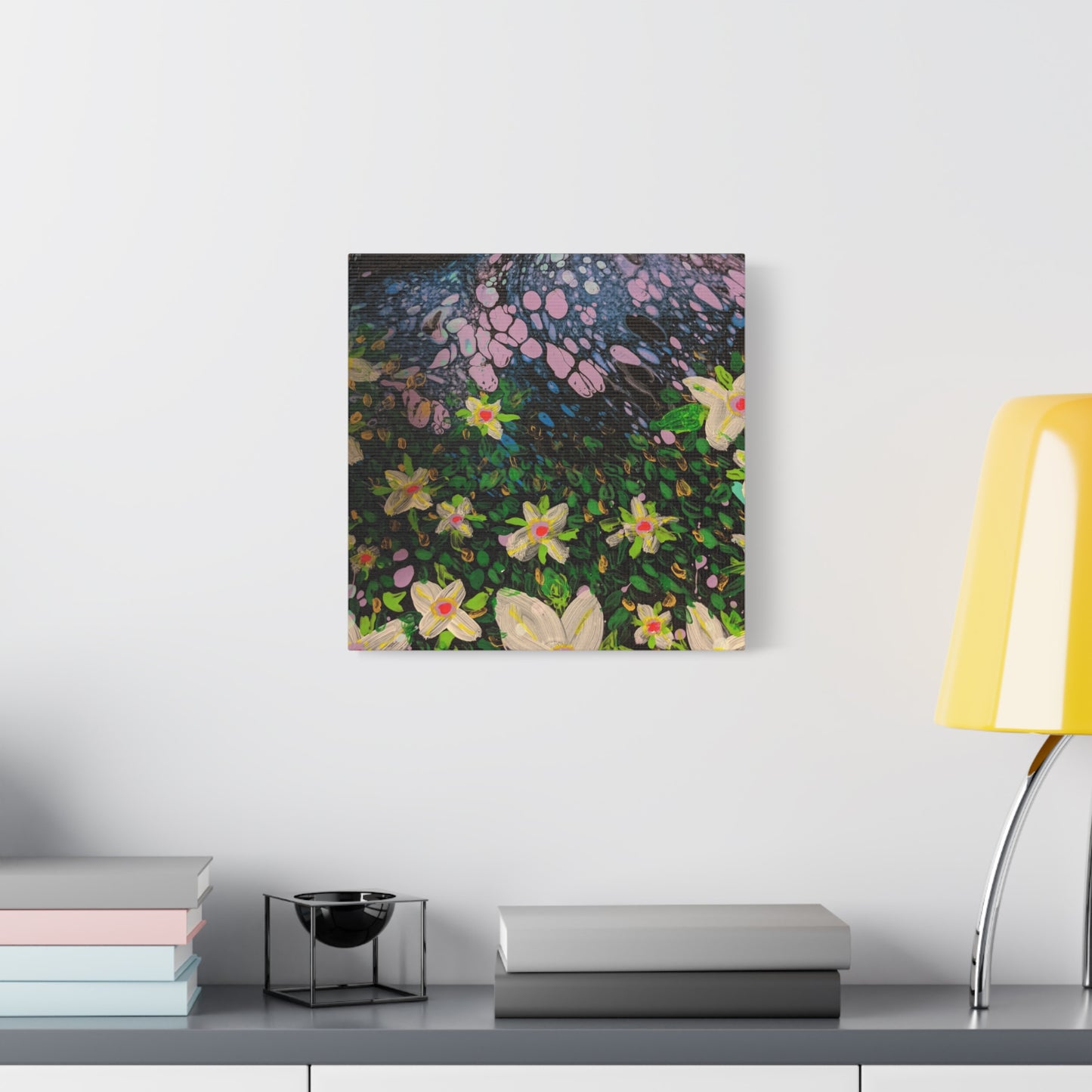 Floetrol&Flowers - Night Pour Garden Matte Canvas Print — Stretched Wall Art