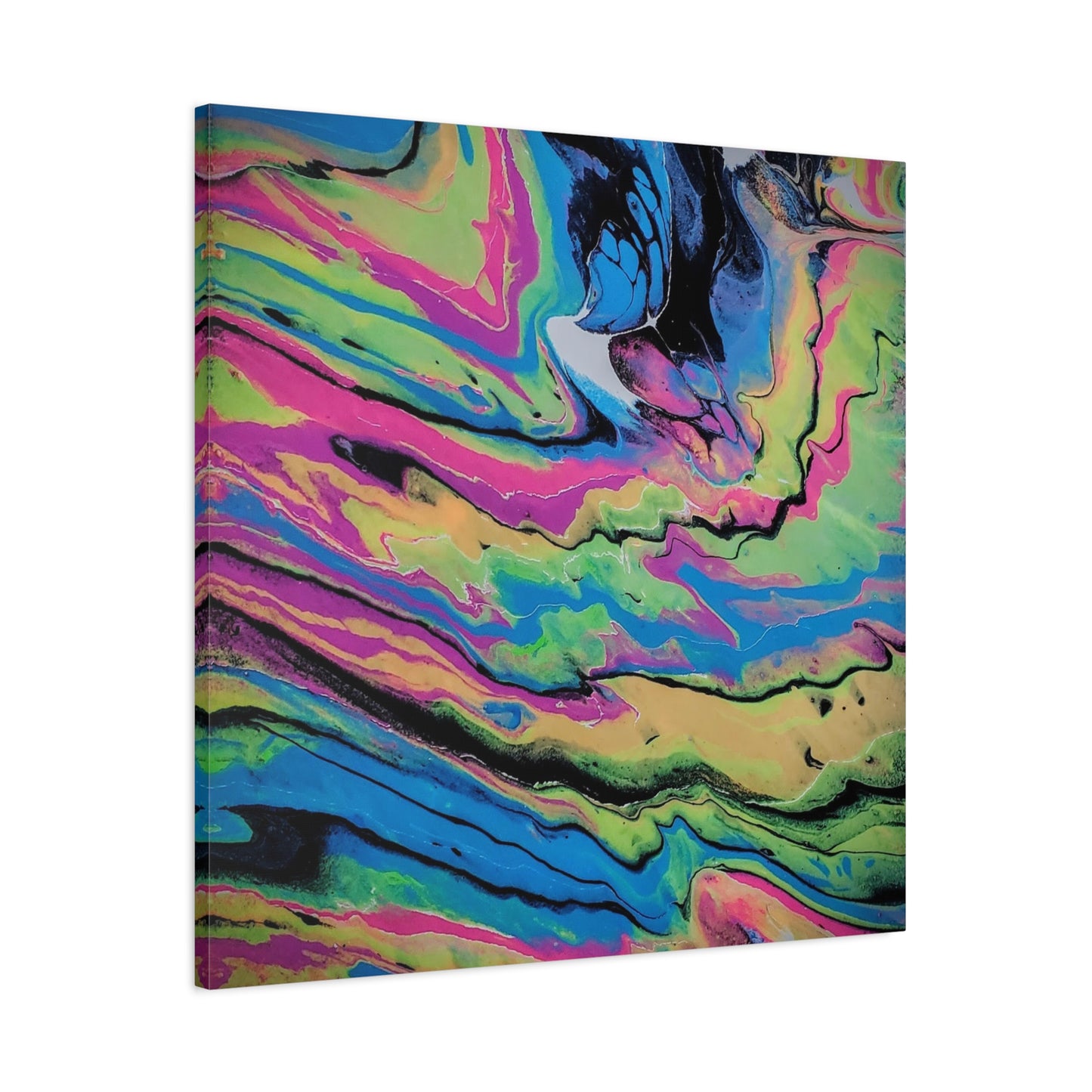 Abstract Neon Fluid Art Canvas Print — Vibrant Psychedelic Wall Decor