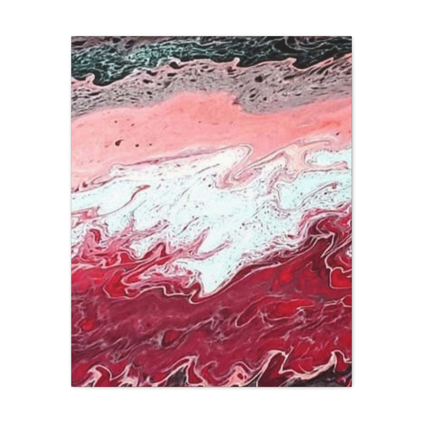 Abstract Pink & Red Fluid Art Canvas — Matte Stretched Wall Art