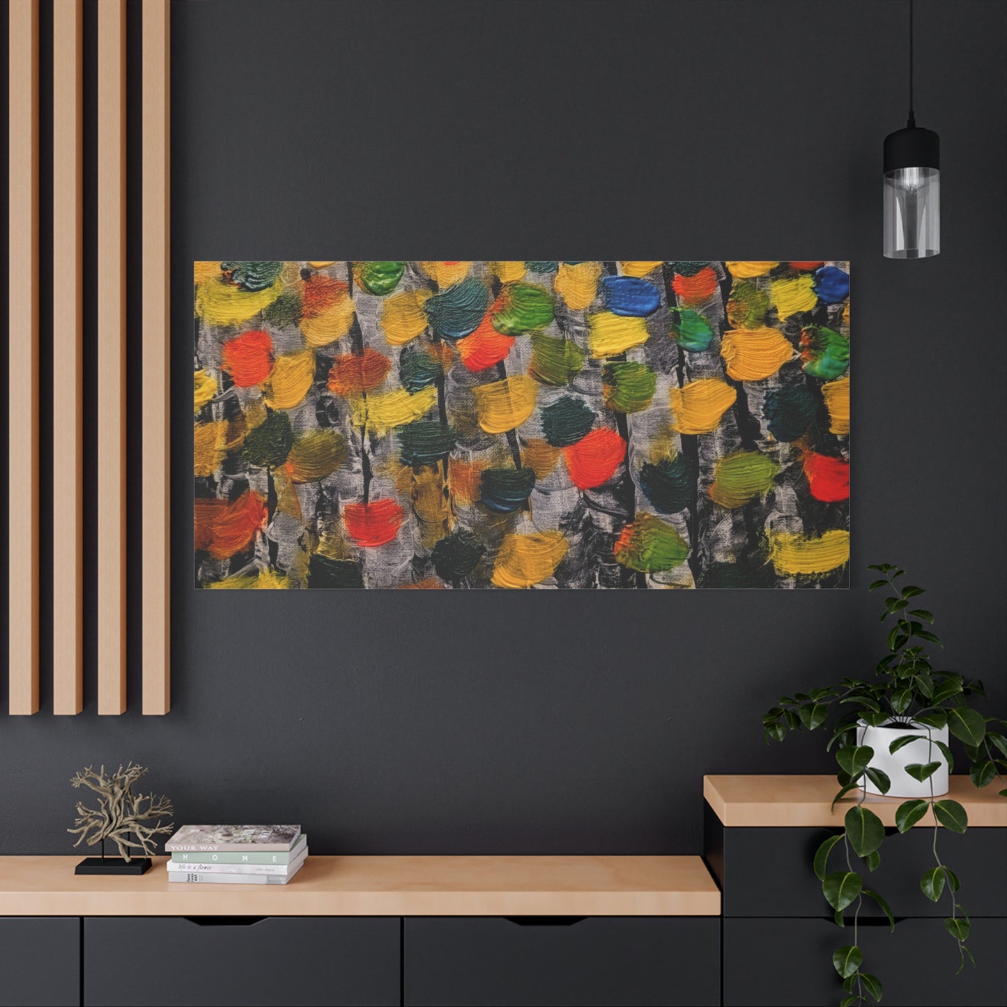 birch trees with color strokes - Abstract Color Bloom Matte Canvas Wall Art — Stretched 1.25"