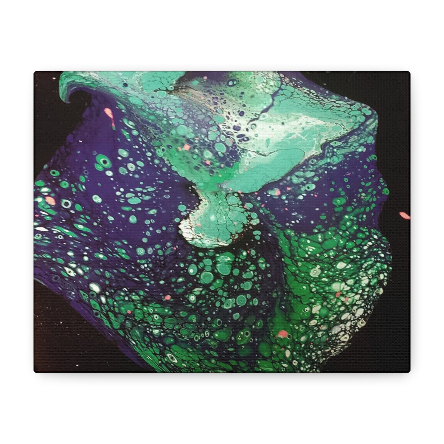 Abstract Green & Teal Fluid Art Canvas Print - Matte Stretched Wall Art