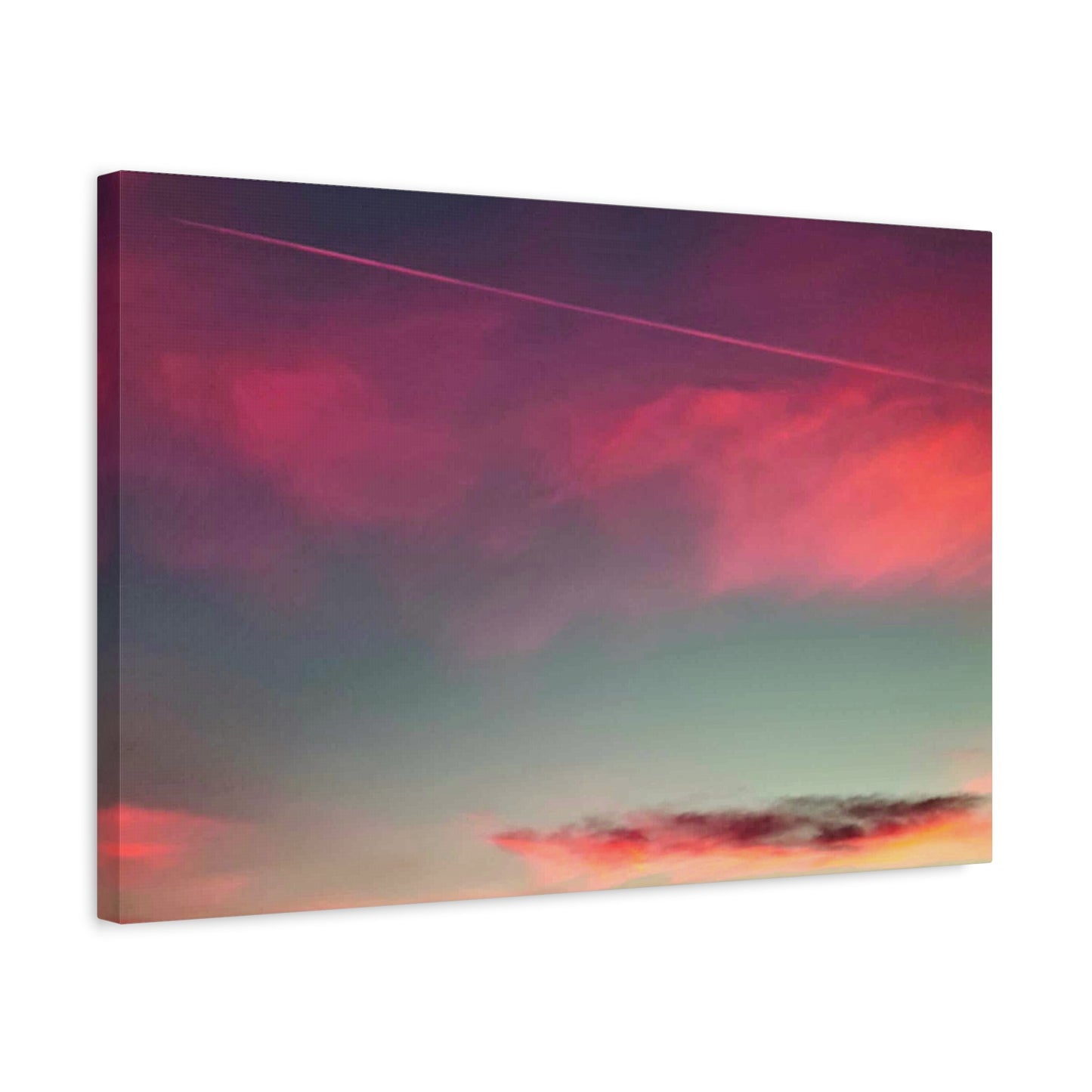 pink sky at morning - Horizon Matte Canvas Print — Vibrant Pink & Teal Sky Wall Art, Stretched 1.25"