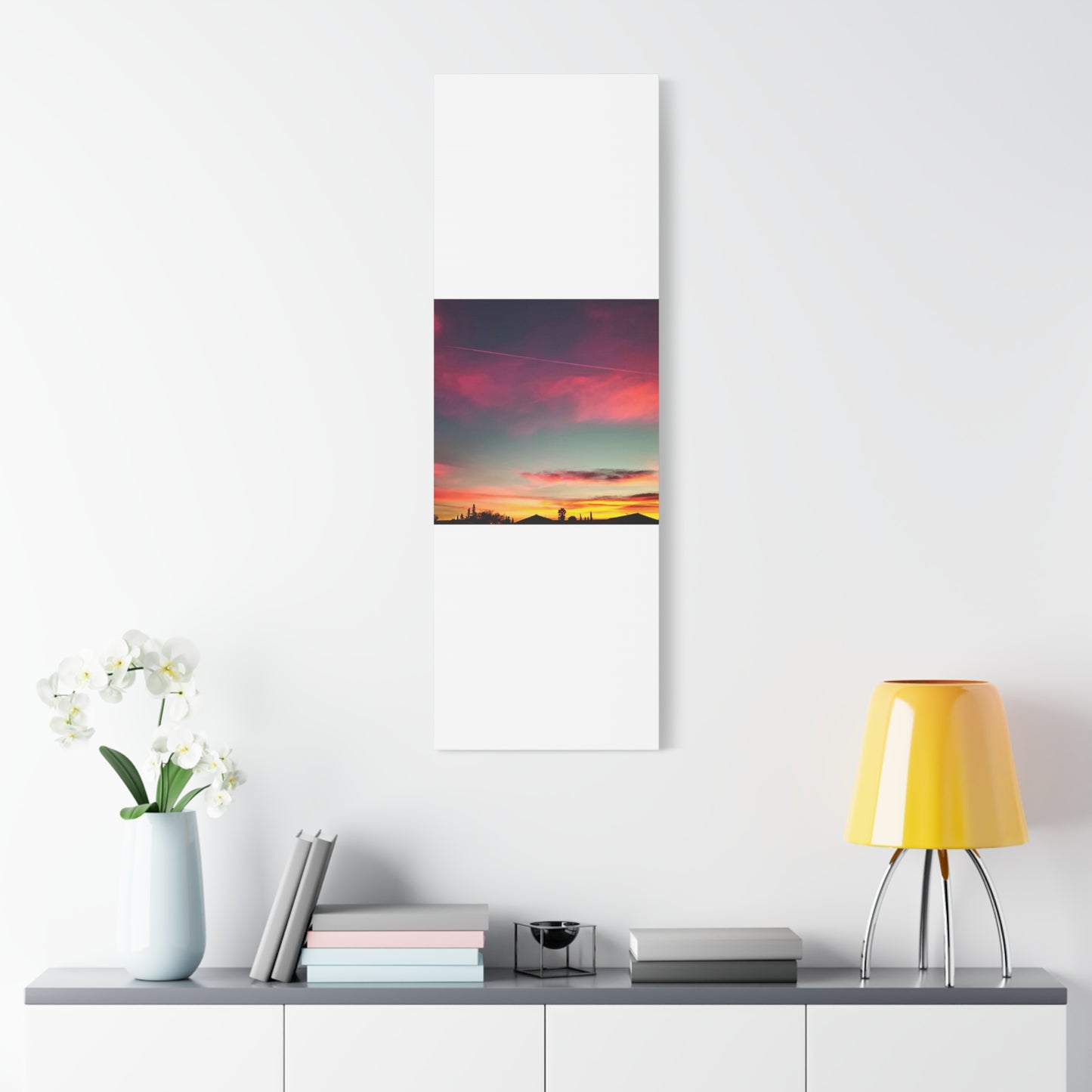 pink sky at morning - Horizon Matte Canvas Print — Vibrant Pink & Teal Sky Wall Art, Stretched 1.25"