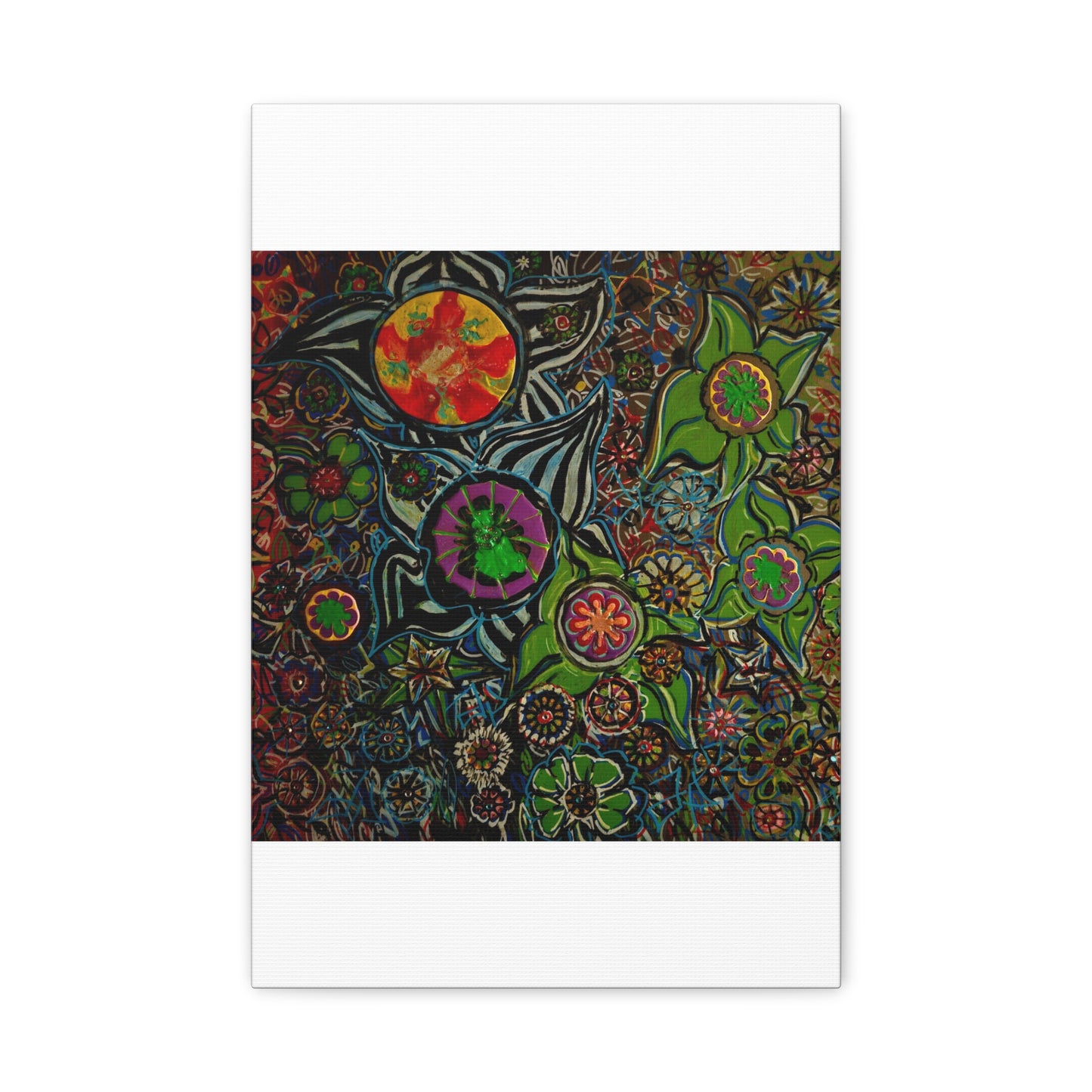 Urban_gardening-03 - Psychedelic Floral Canvas Print — Vibrant Abstract Garden Wall Art