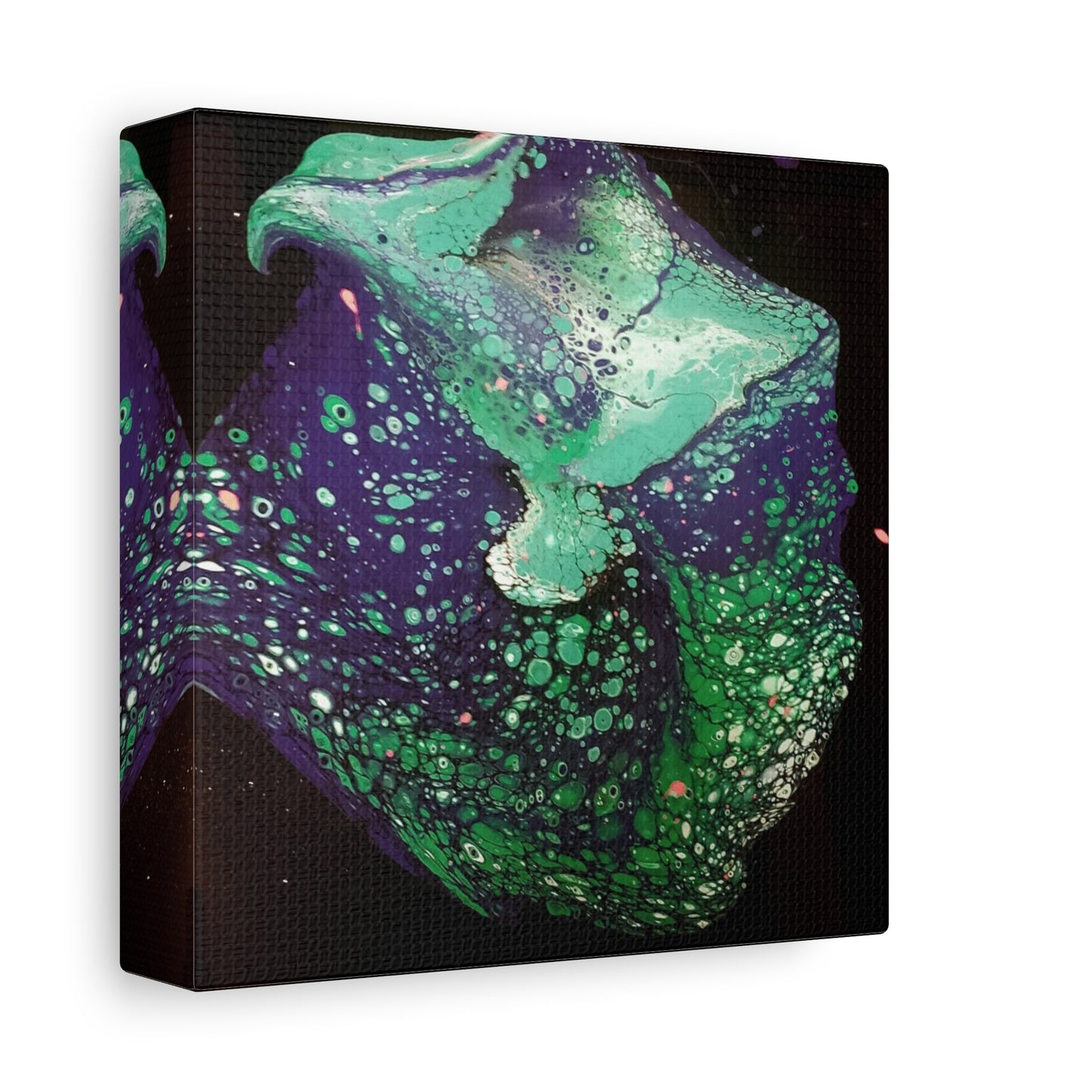 Abstract Green & Teal Fluid Art Canvas Print - Matte Stretched Wall Art