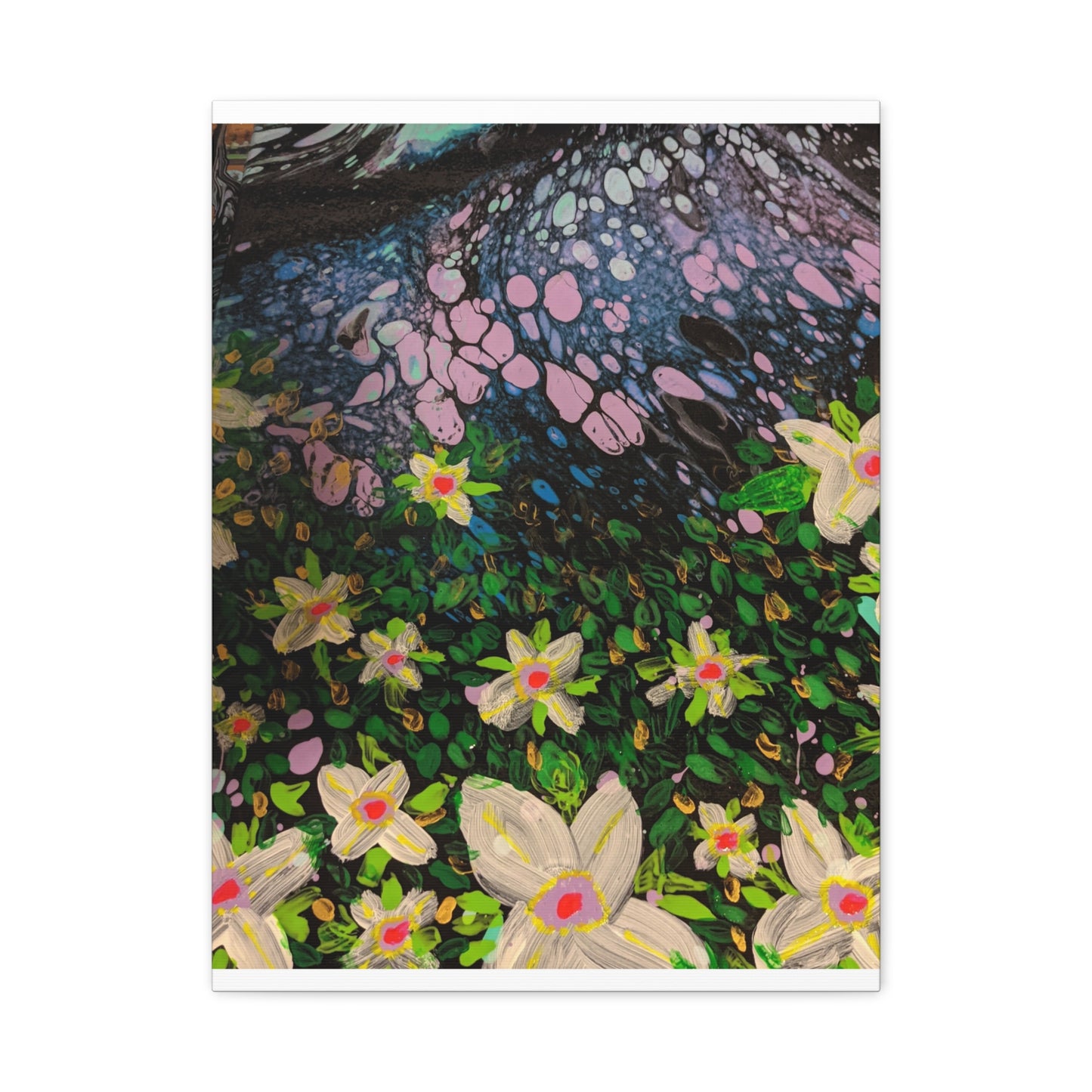 Floetrol&Flowers - Night Pour Garden Matte Canvas Print — Stretched Wall Art