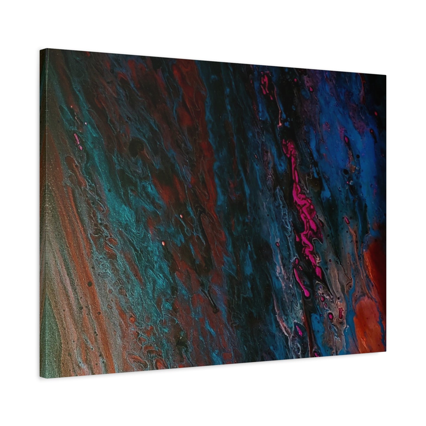 Abstract Fluid Art Canvas Wall Art - Jupiter pour — Vibrant Ocean Night Matte Stretched Canvas