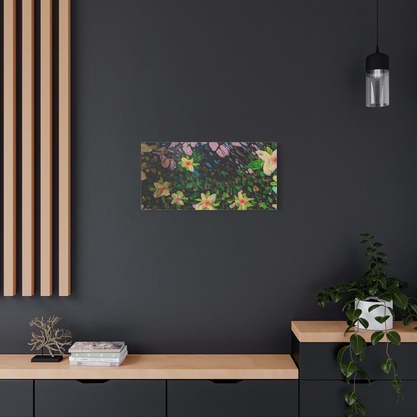 Floetrol&Flowers - Night Pour Garden Matte Canvas Print — Stretched Wall Art