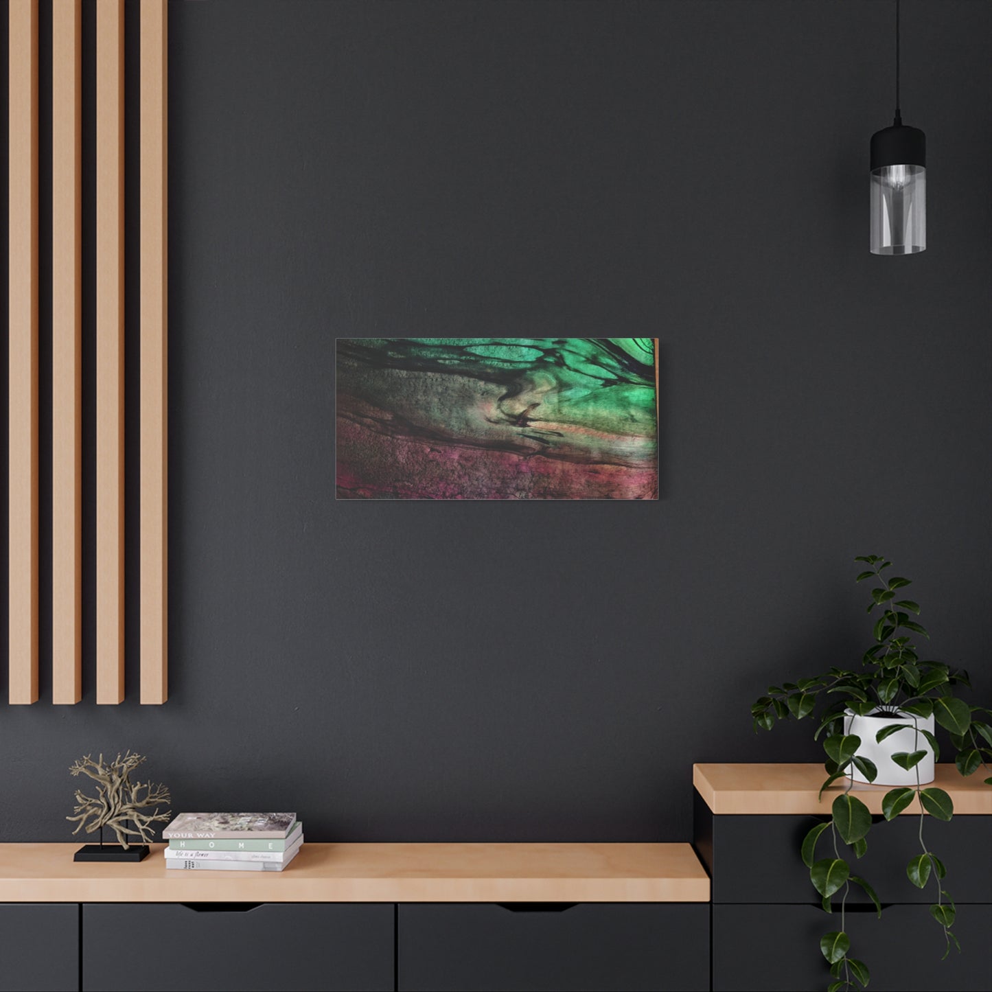flame tempered pour - Abstract Teal & Magenta Canvas Wall Art — Matte Stretched 1.25"
