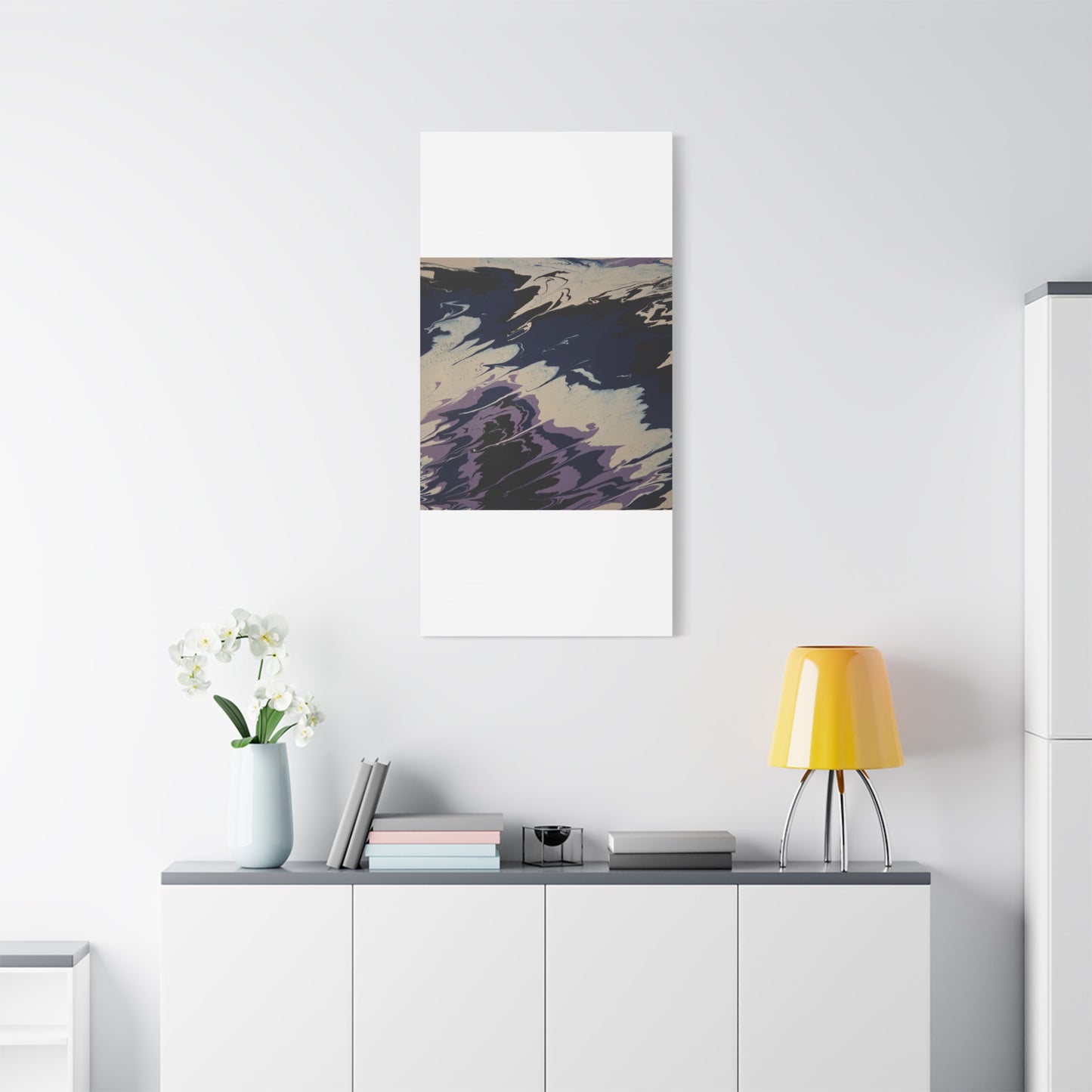 Abstract Navy & Lavender Wave Matte Stretched Canvas (1.25")