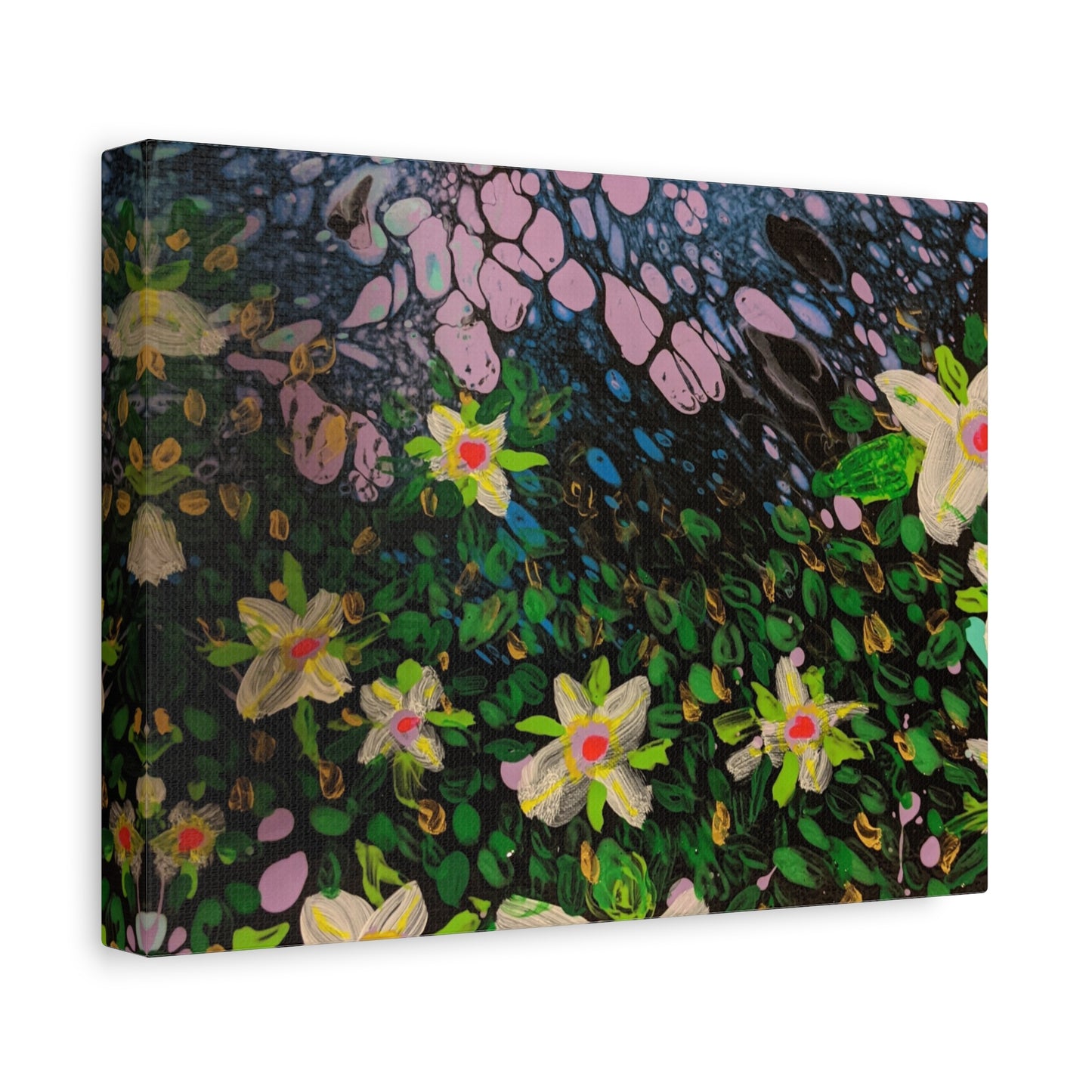 Floetrol&Flowers - Night Pour Garden Matte Canvas Print — Stretched Wall Art