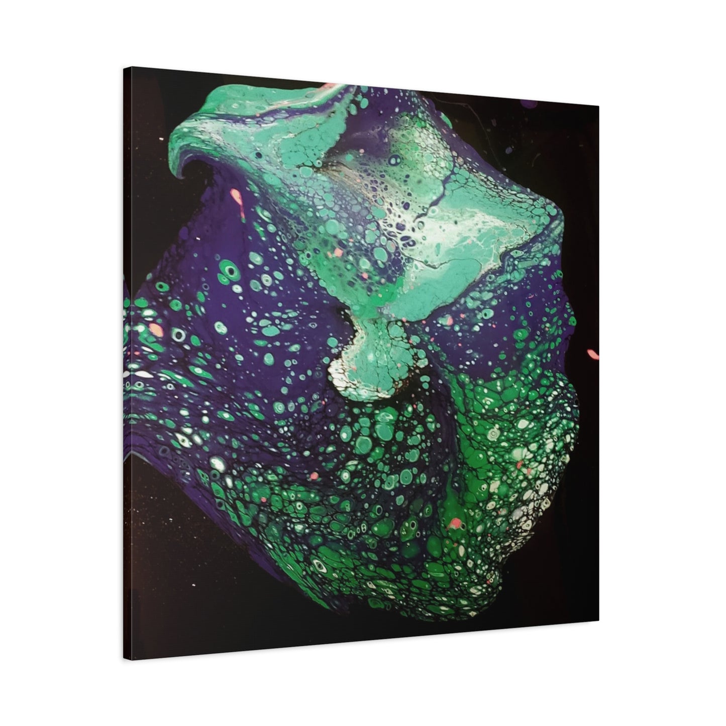 Abstract Green & Teal Fluid Art Canvas Print - Matte Stretched Wall Art