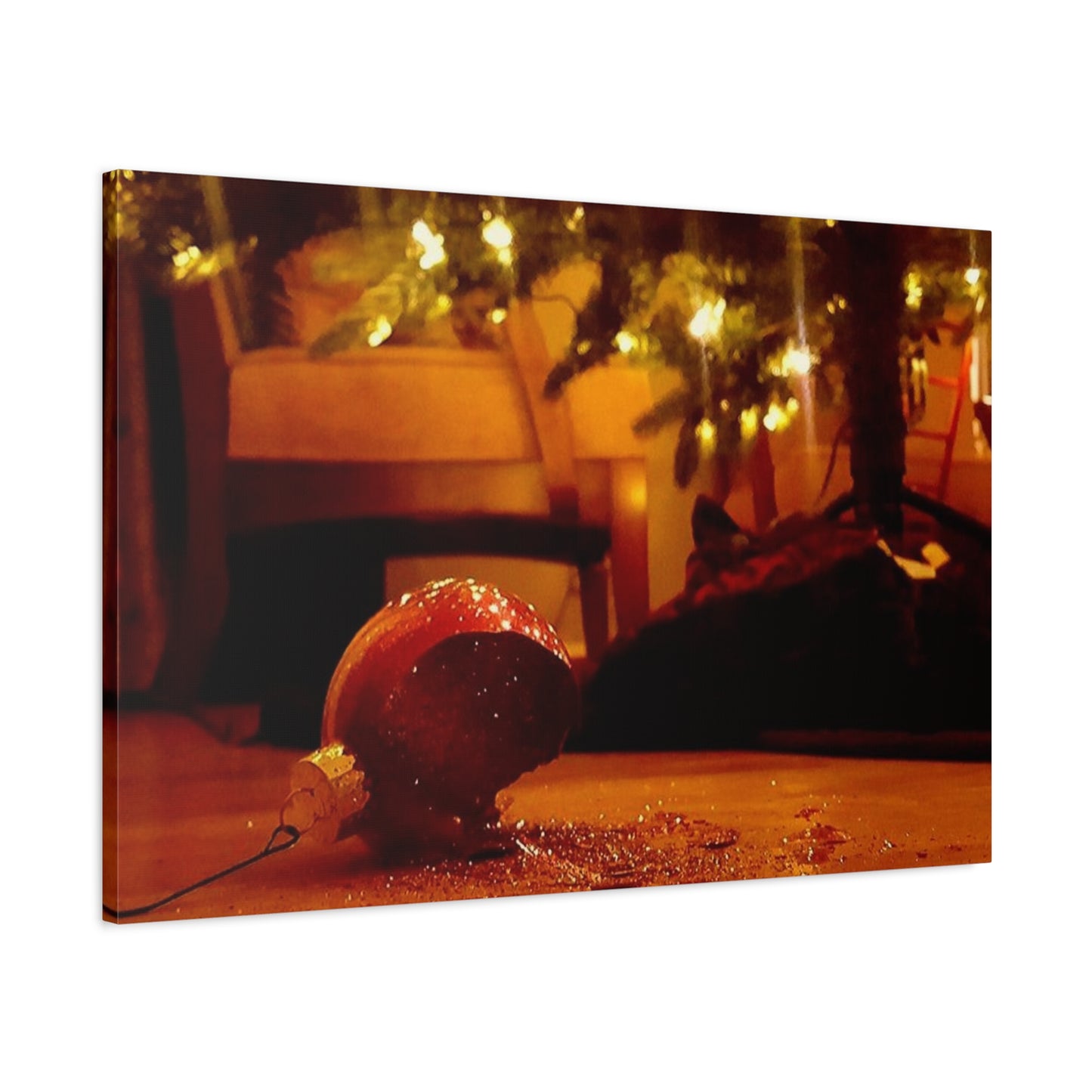 Christmas Tree Ornament Photo Canvas – Cozy Holiday Still Life Wall Art