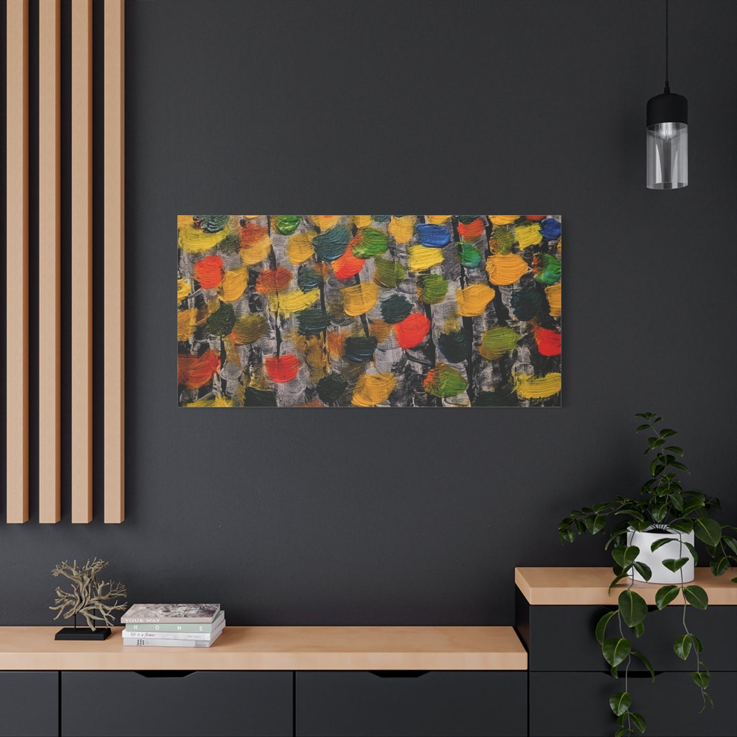 birch trees with color strokes - Abstract Color Bloom Matte Canvas Wall Art — Stretched 1.25"