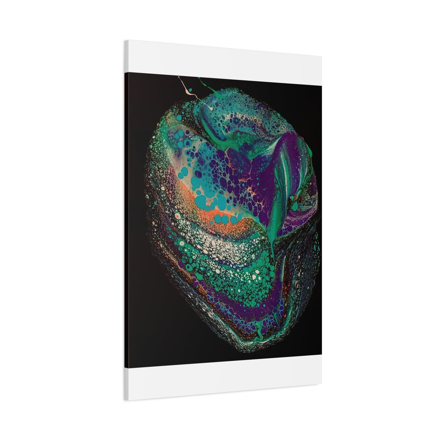 Abstract Fluid Art Canvas Print — Teal, Purple & Gold Swirl Matte Stretched Wall Art